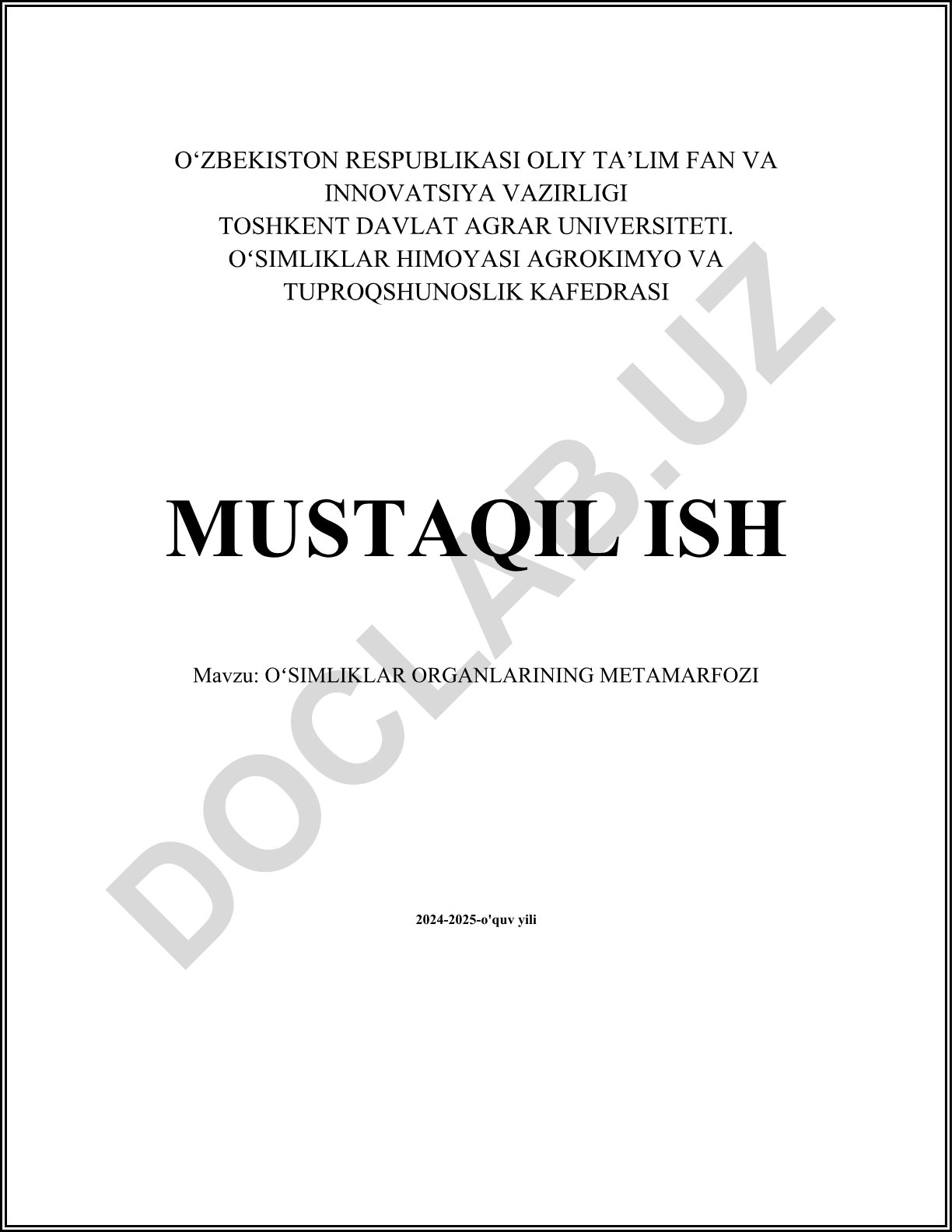 O'simliklar organlarining metamorfozi