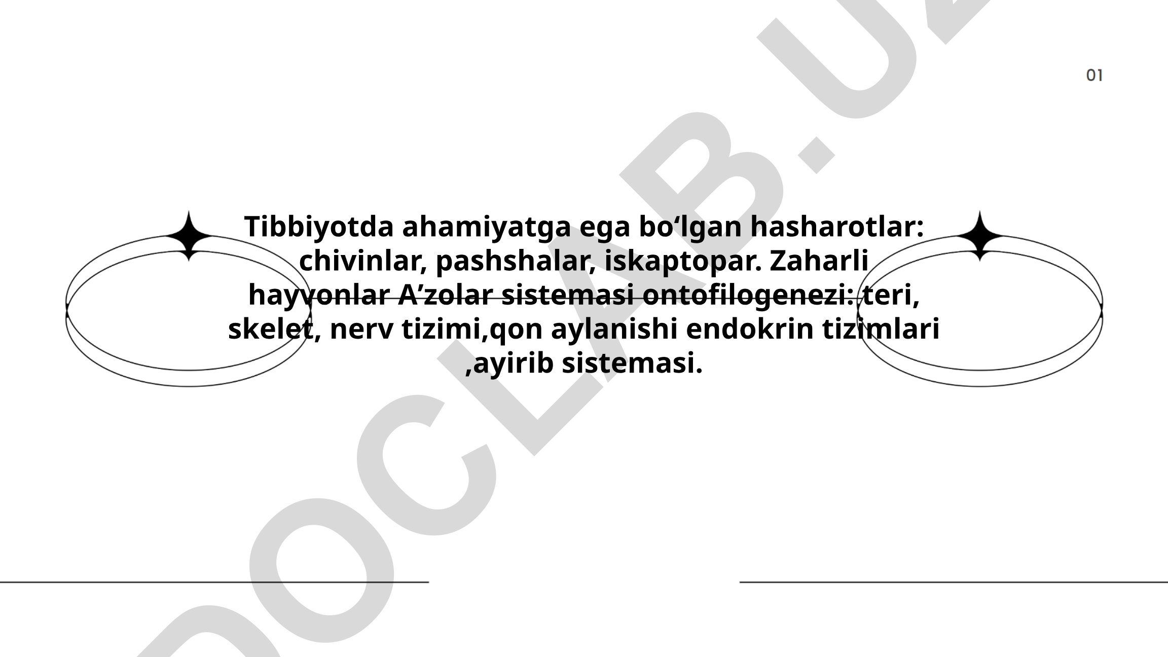 Tibbiyotda ahamiyatga ega boʻlgan hasharotlar va zaharli hayvonlar
