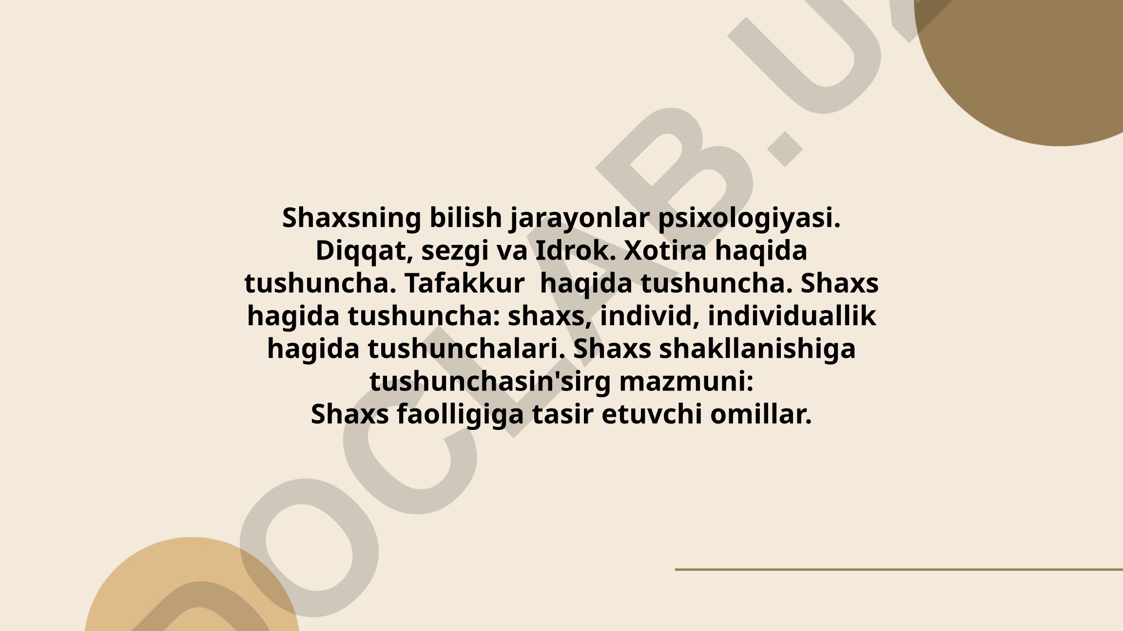 Shaxsning bilish jarayonlari psixologiyasi