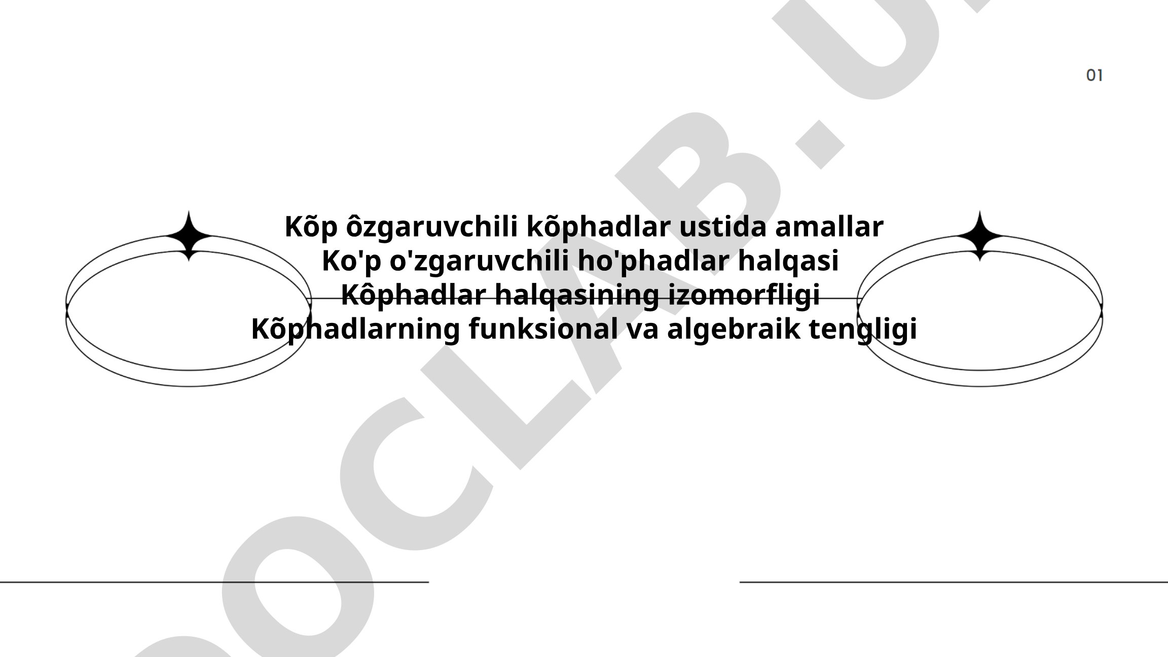 Ko'p o'zgaruvchili ko'phadlar ustida amallar va ularning xossalari