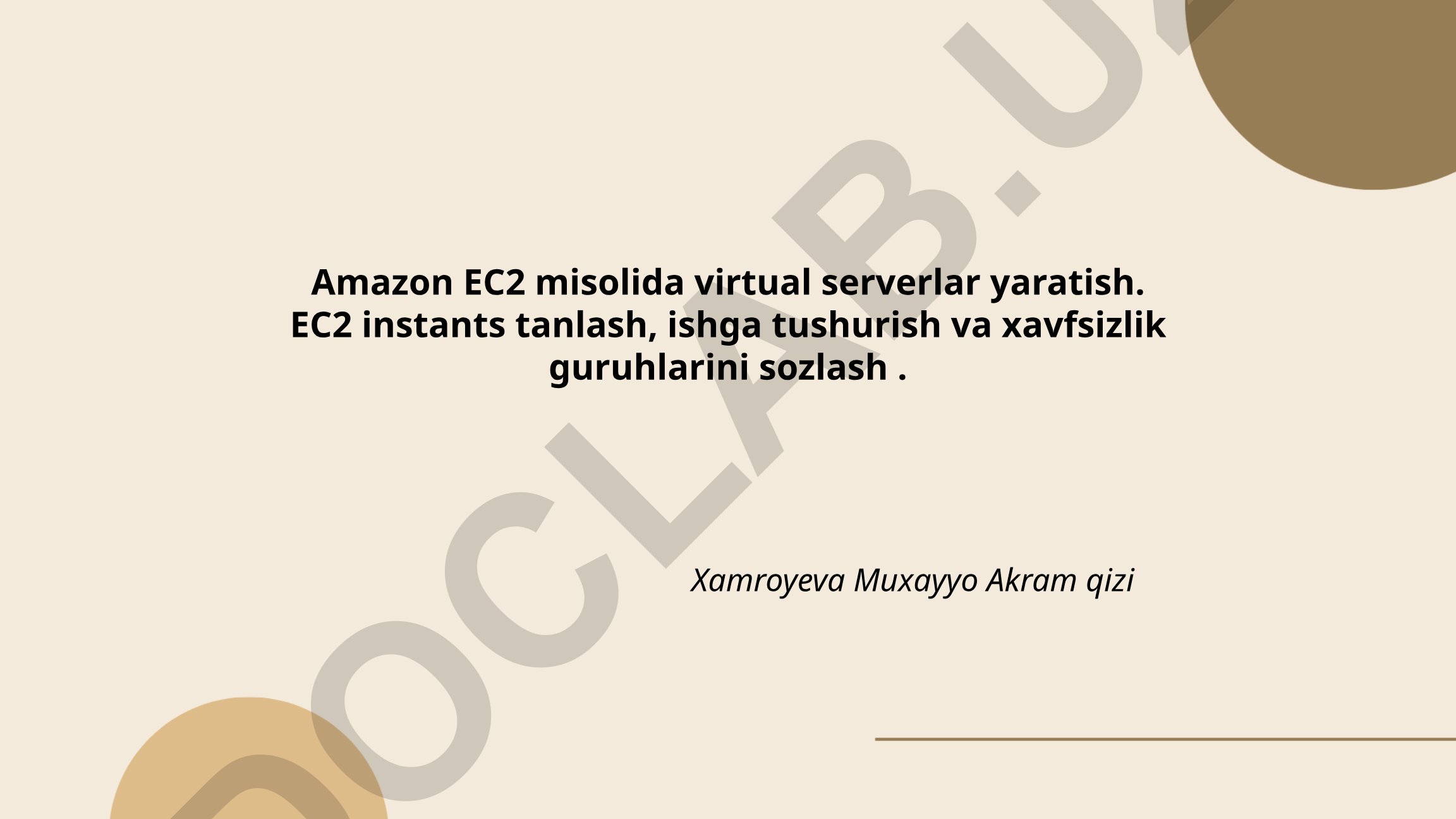 Amazon EC2 misolida virtual serverlar yaratish
