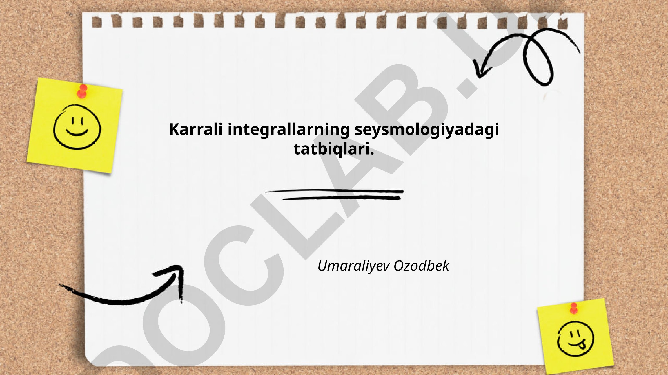 Karrali integrallarning seysmologiyadagi tatbiqlari