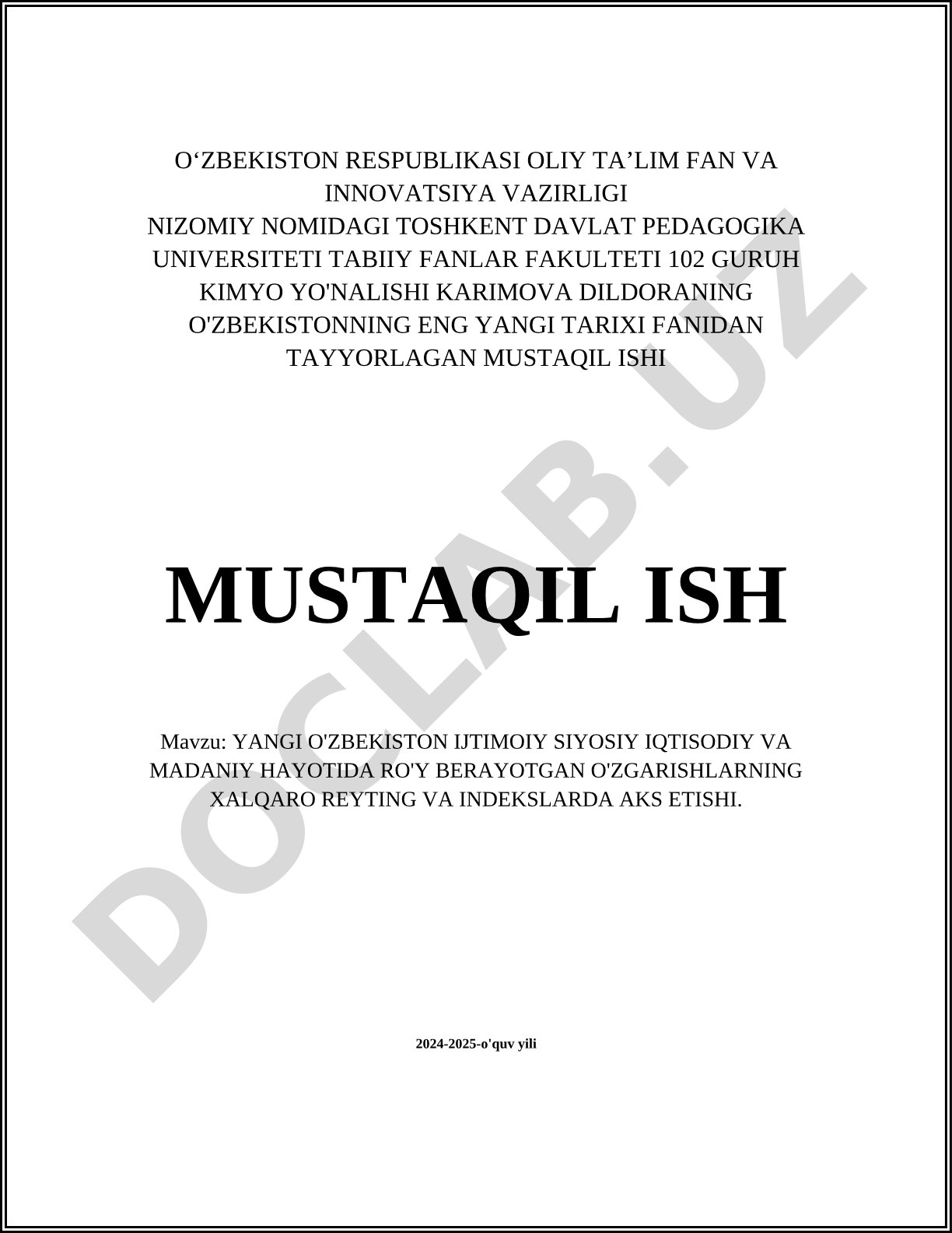 Yangi O'zbekiston ijtimoiy siyosiy iqtisodiy va madaniy hayotida ro'y berayotgan o'zgarishlarning xalqaro reyting va indekslarda aks etishi
