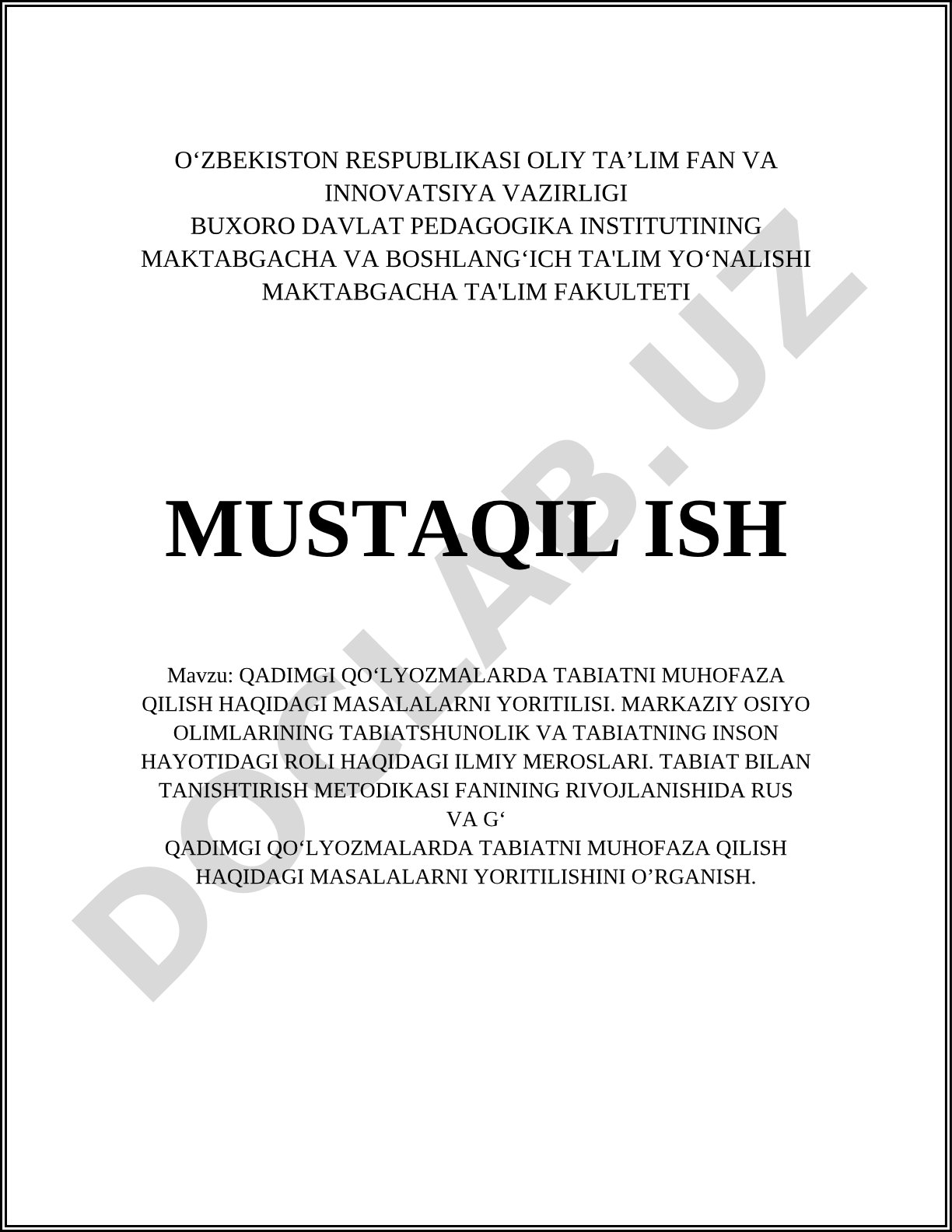 Qadimgi qo‘lyozmalarda tabiatni muhofaza qilish haqidagi masalalarni yoritilisi