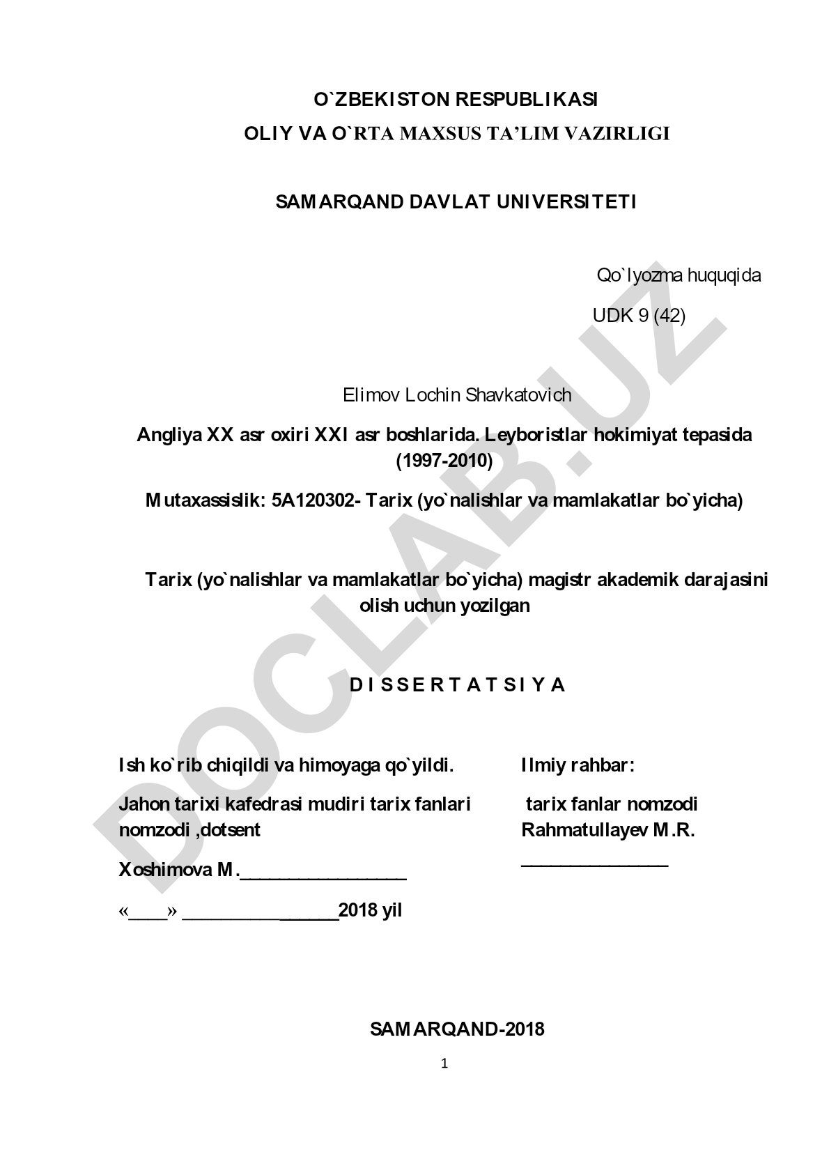 Angliya XX asr oxiri XXI asr boshlarida Leyboristlar hokimiyat tepasida (1997-2010)