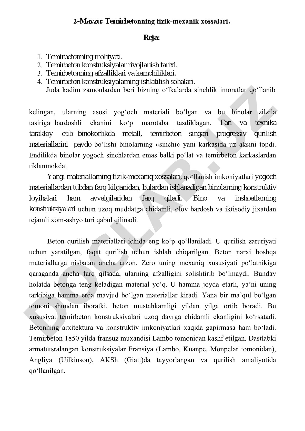 Temirbetonning fizik-mexanik xossalari