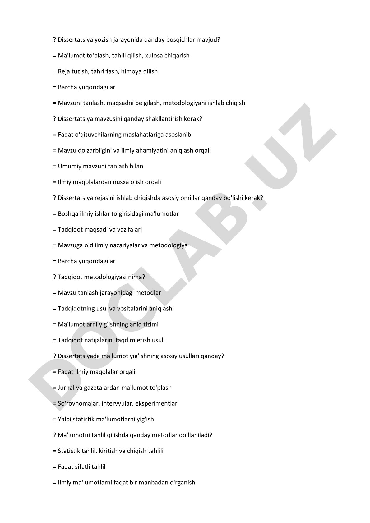 Dissertatsiya yozish bosqichlari va metodologiyasi