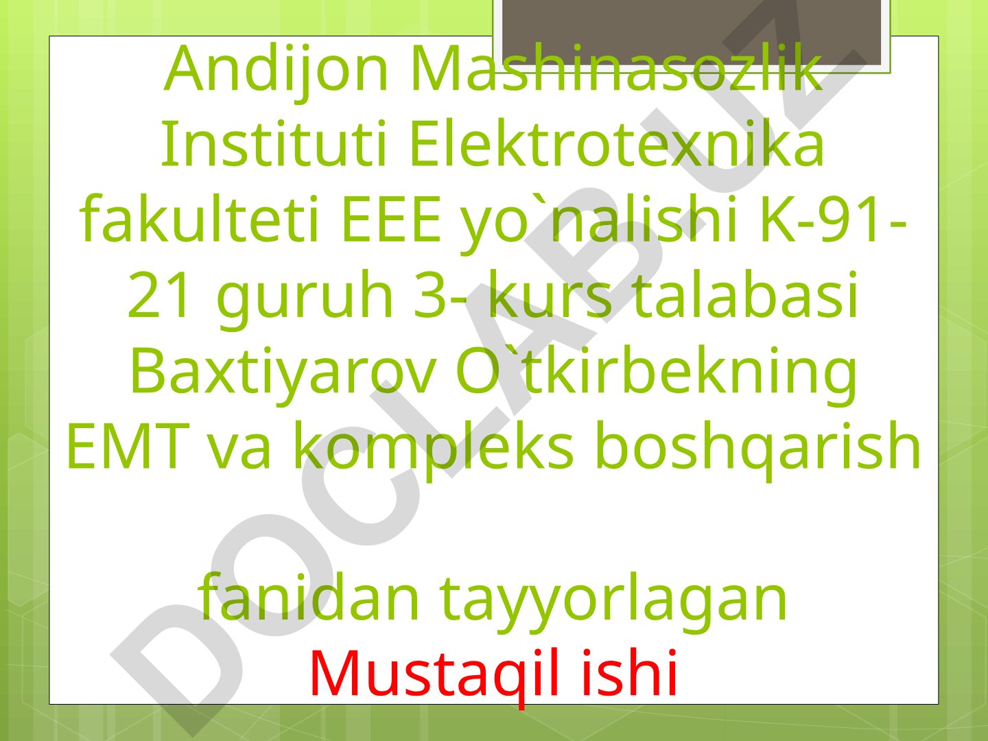 Guruhli elektr yuritmalar tahlili