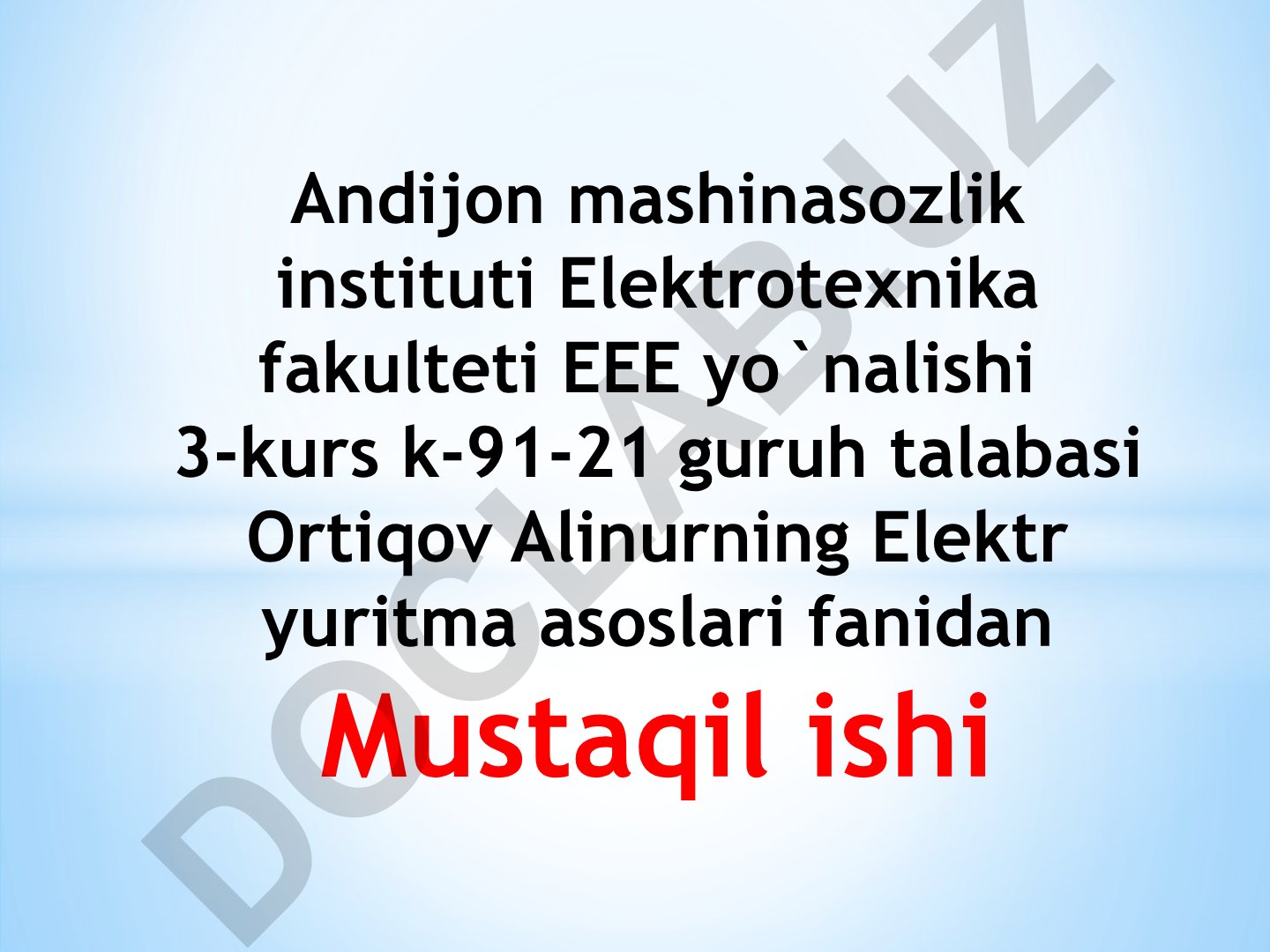 Egri chiziqli tavsifli O'TDning o'tkinchi jarayoni