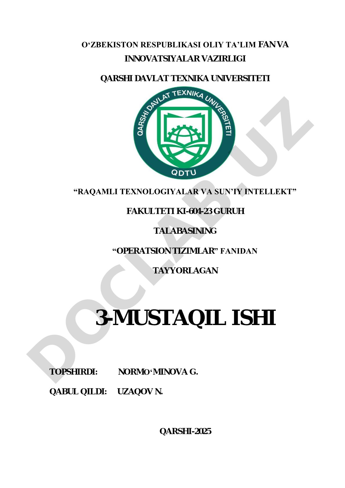 Operatsion tizimlarda hisoblash jarayoni
