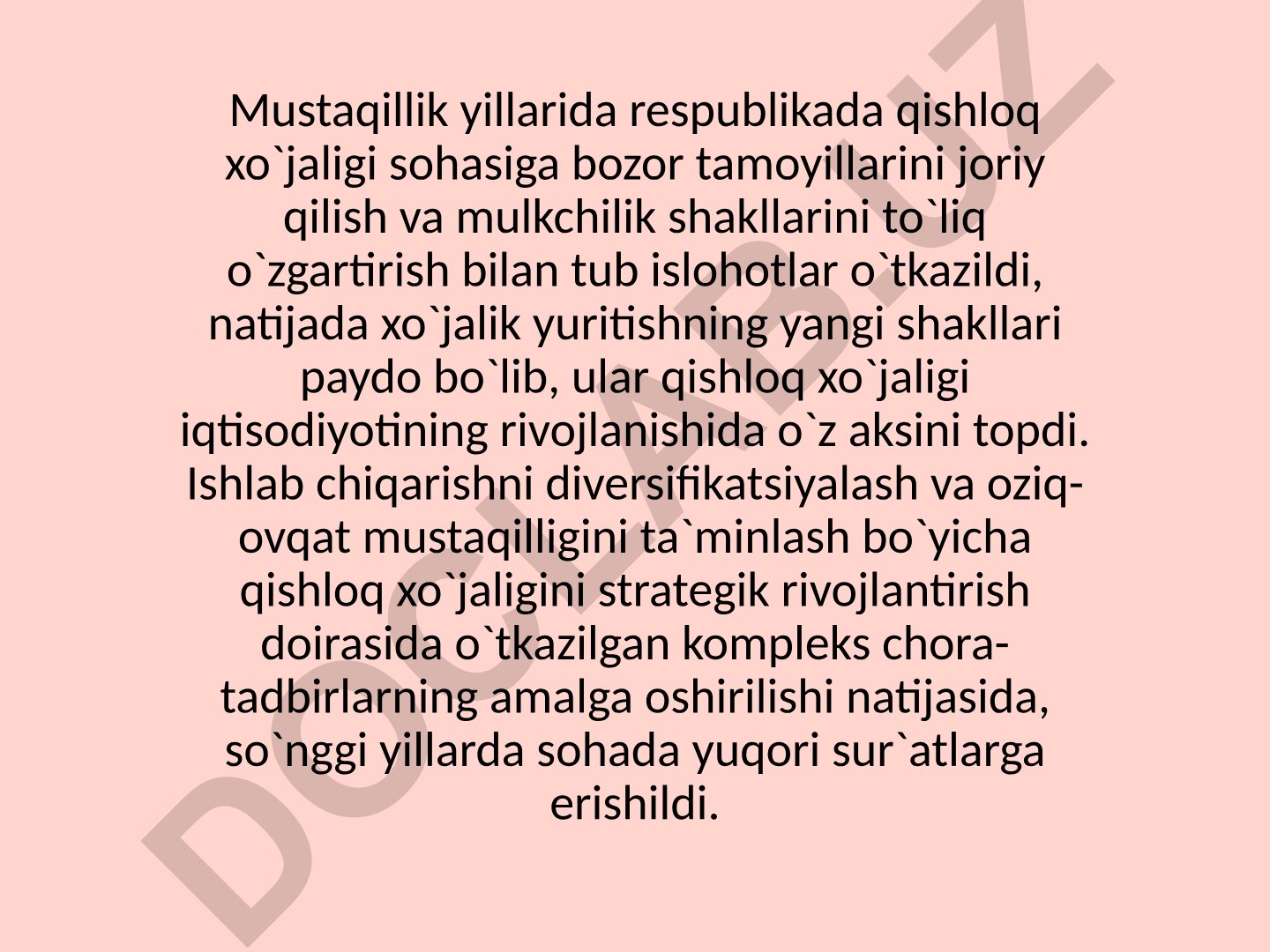 O'zbekistonda qishloq xo'jaligi islohotlari va rivojlanishi