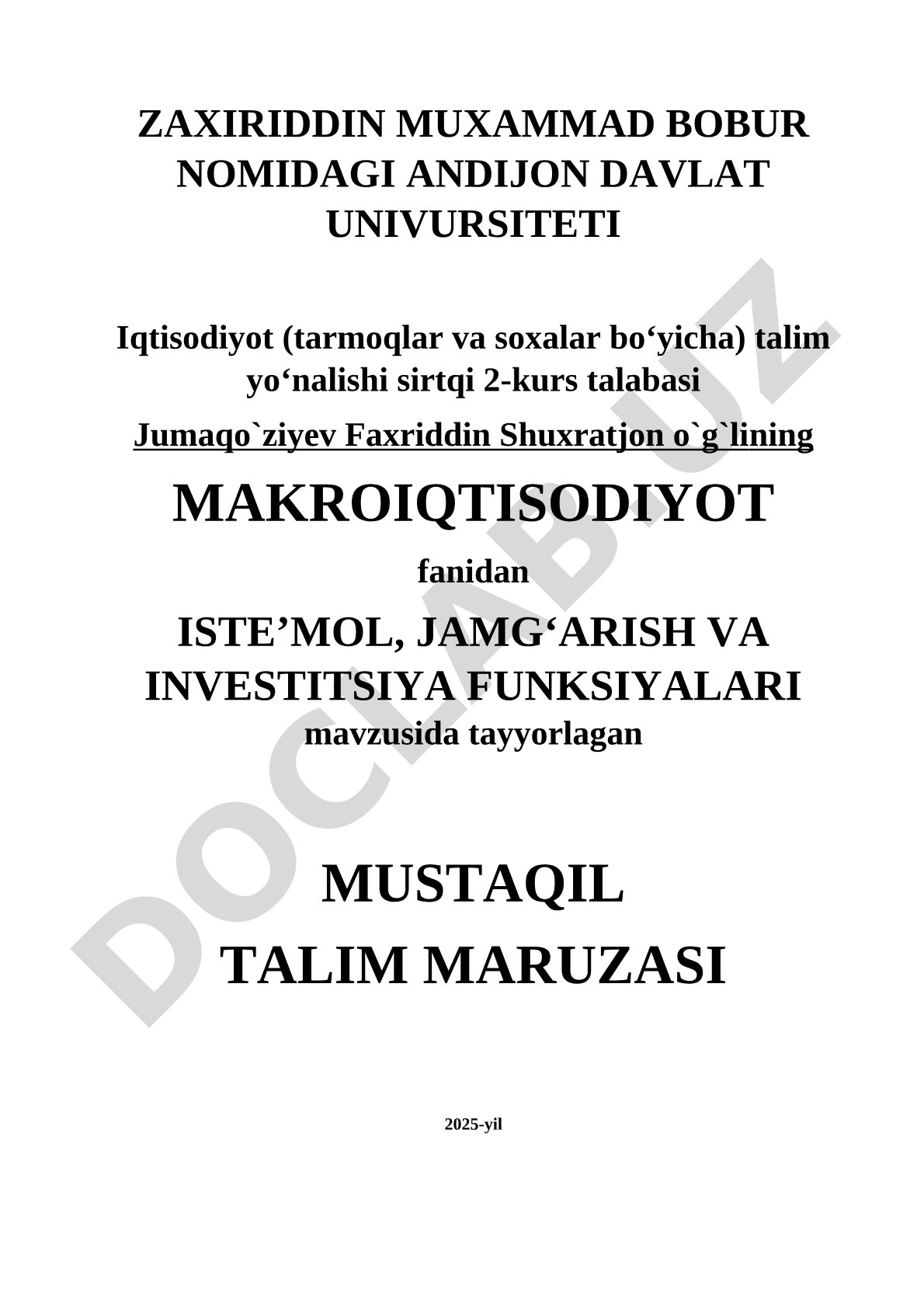 Iste'mol, jamg'arish va investitsiya funksiyalari