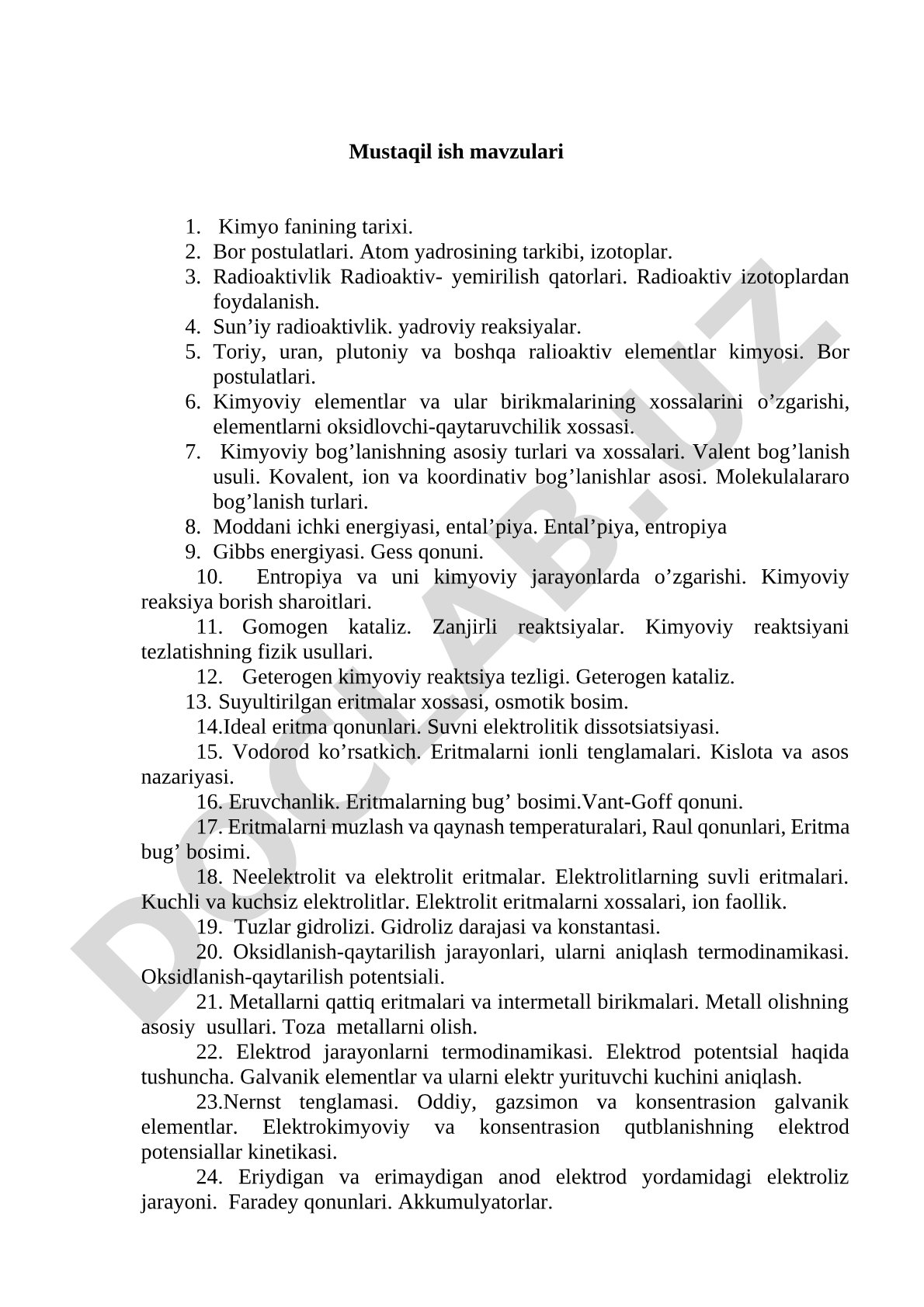 Kimyo fanining tarixi va asosiy tushunchalari