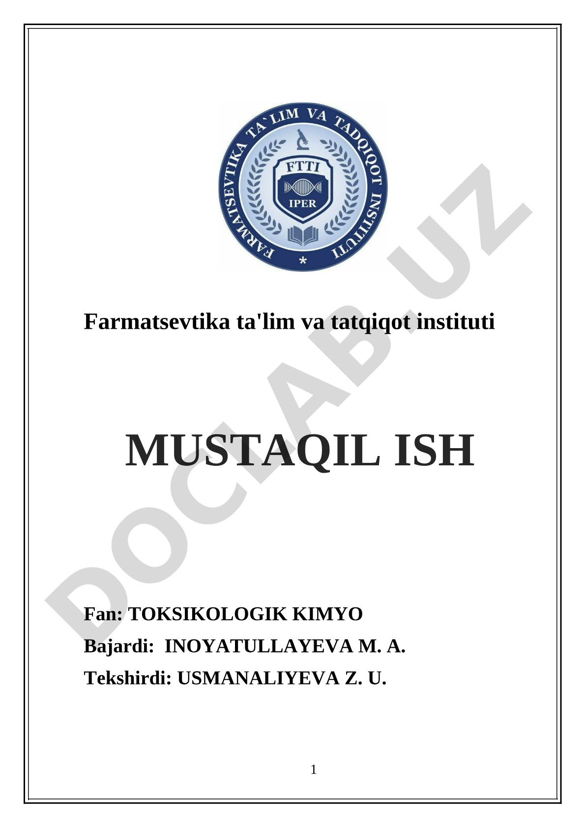 Diuretik dori vositalari. Toksikologik ahamiyati, ajratib olish, tahlil usullari