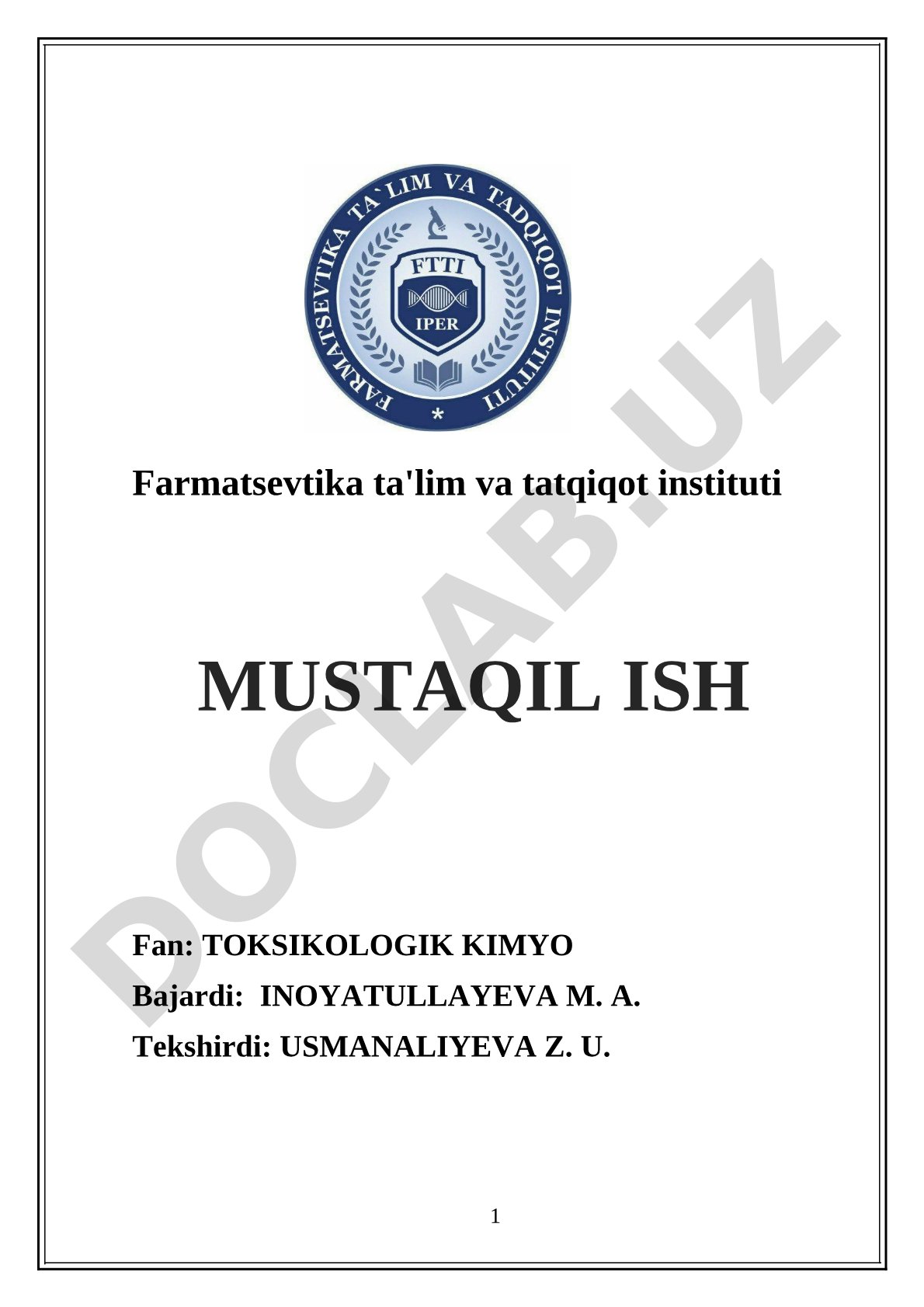 Diuretik dori vositalari. Toksikologik ahamiyati, ajratib olish, tahlil usullari