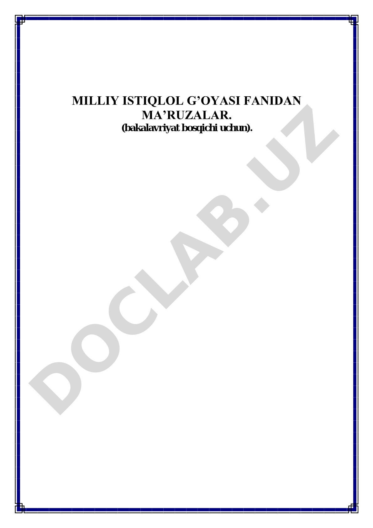 Milliy istiqlol g'oyasi fanining predmeti, maqsad va vazifalari