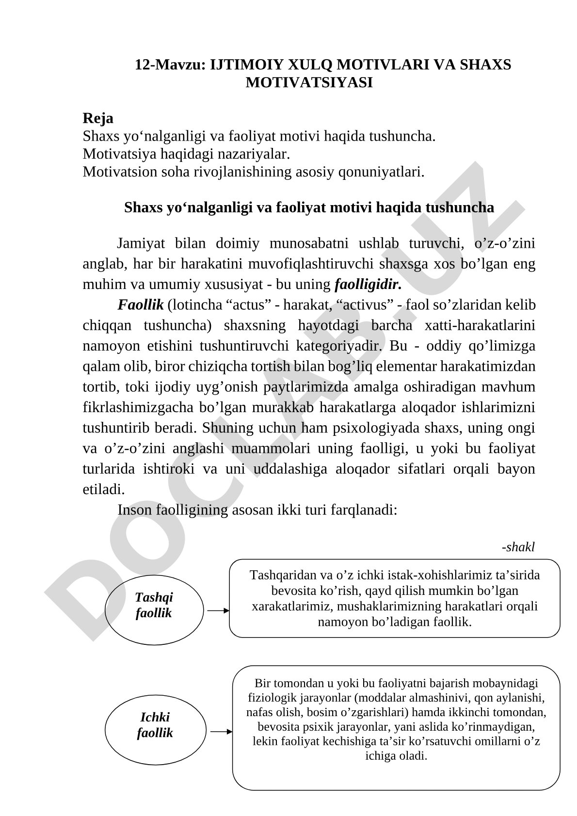 Ijtimoiy xulq motivlari va shaxs motivatsiyasi