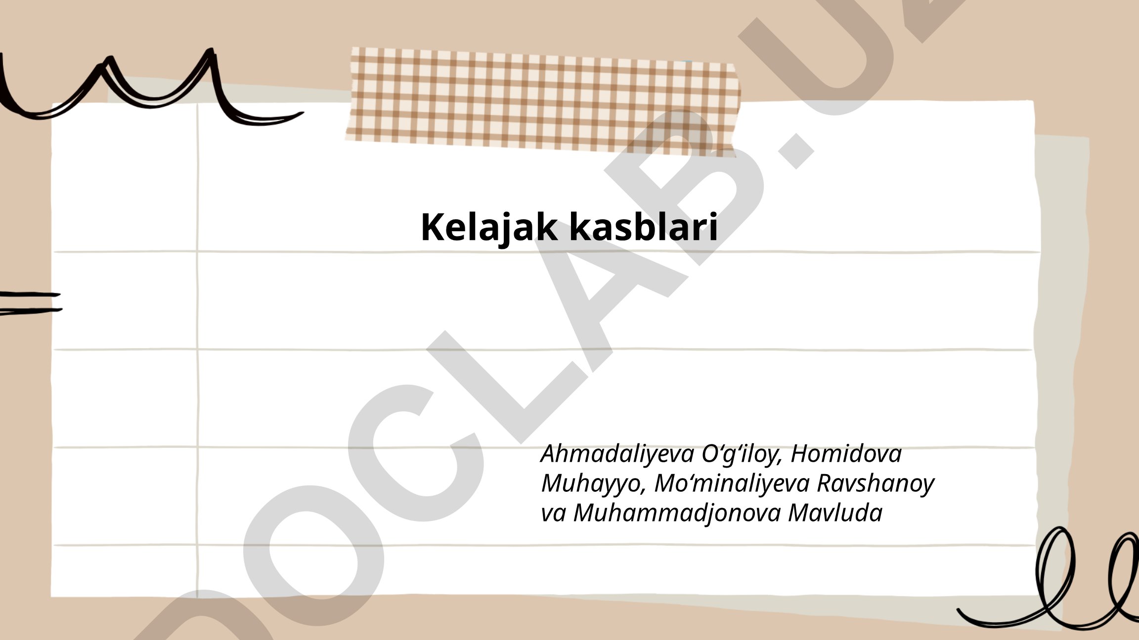 Kelajak kasblari: Sun'iy intellekt dasturchiligi, Kibertahdid tahlilchisi, Bioinformatika mutaxassisi