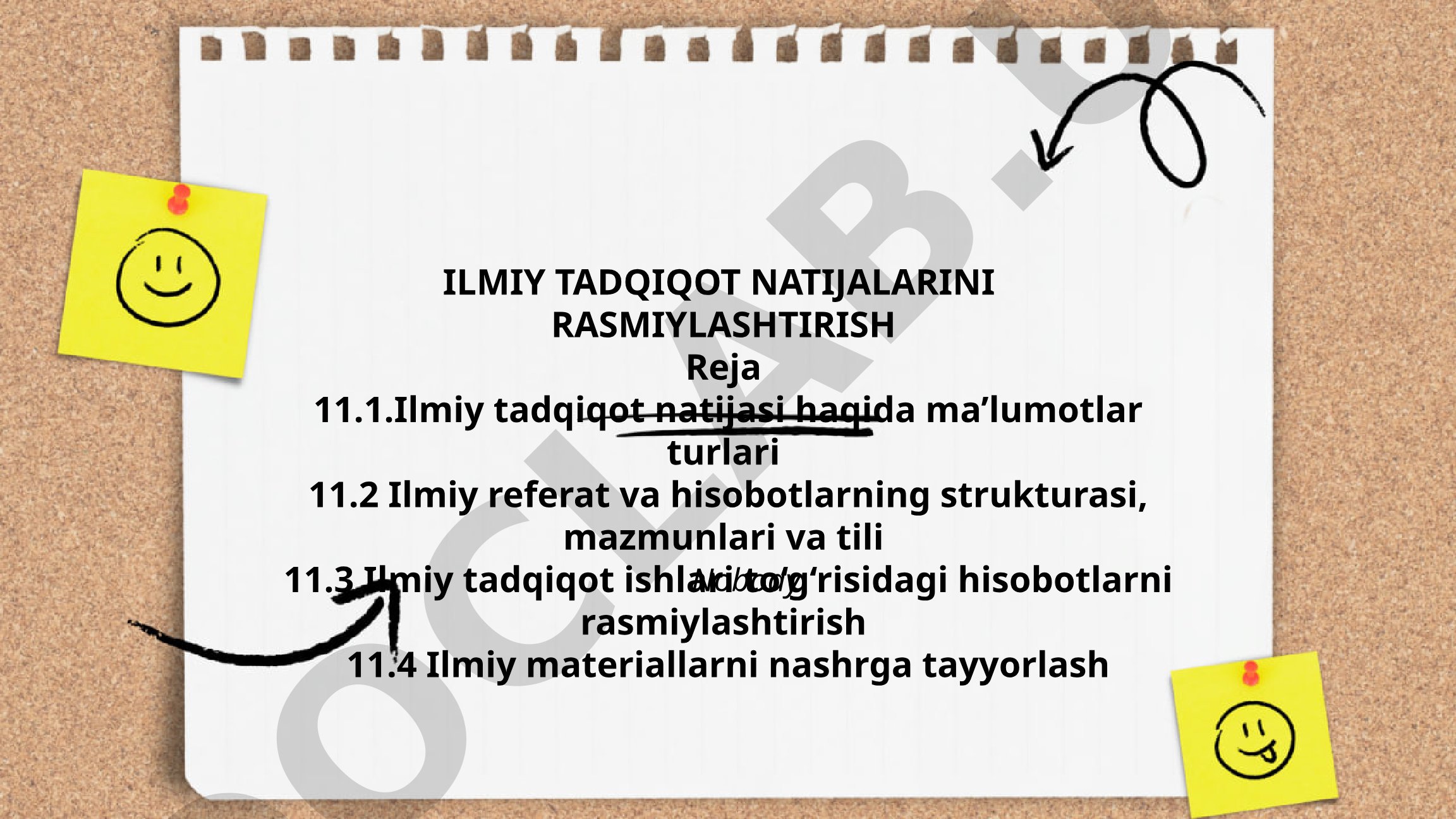 Ilmiy tadqiqot natijalarini rasmiylashtirish