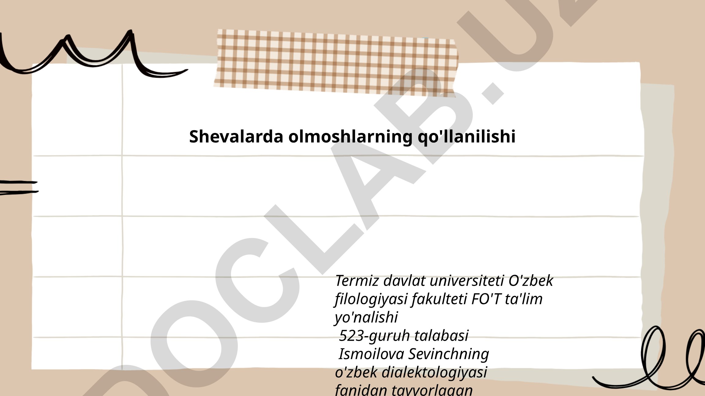 Shevalarda olmoshlarning qo'llanilishi