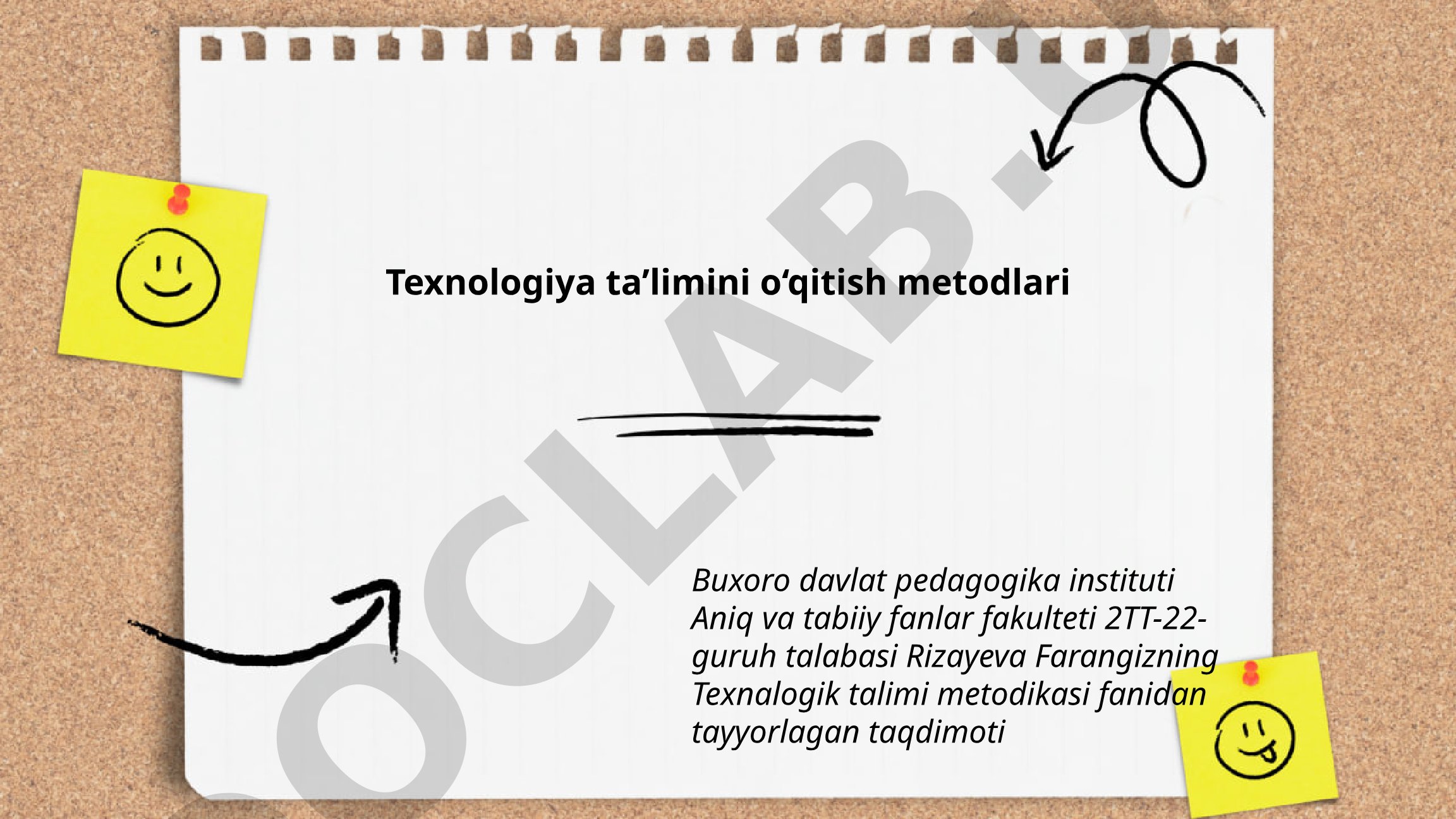 Texnologiya ta'limini o'qitish metodlari