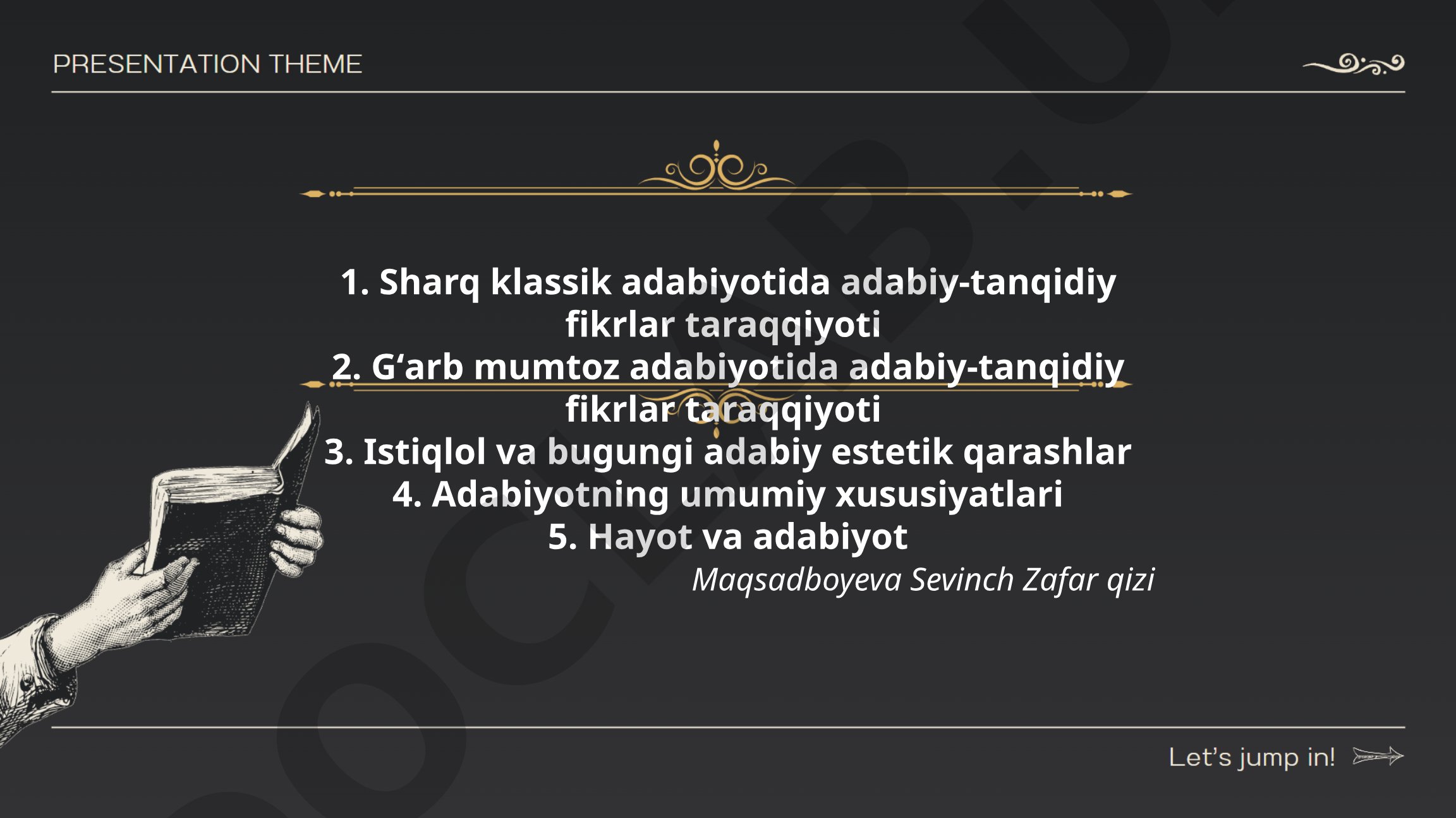 Sharq va G'arb adabiyotida adabiy-tanqidiy fikrlar taraqqiyoti