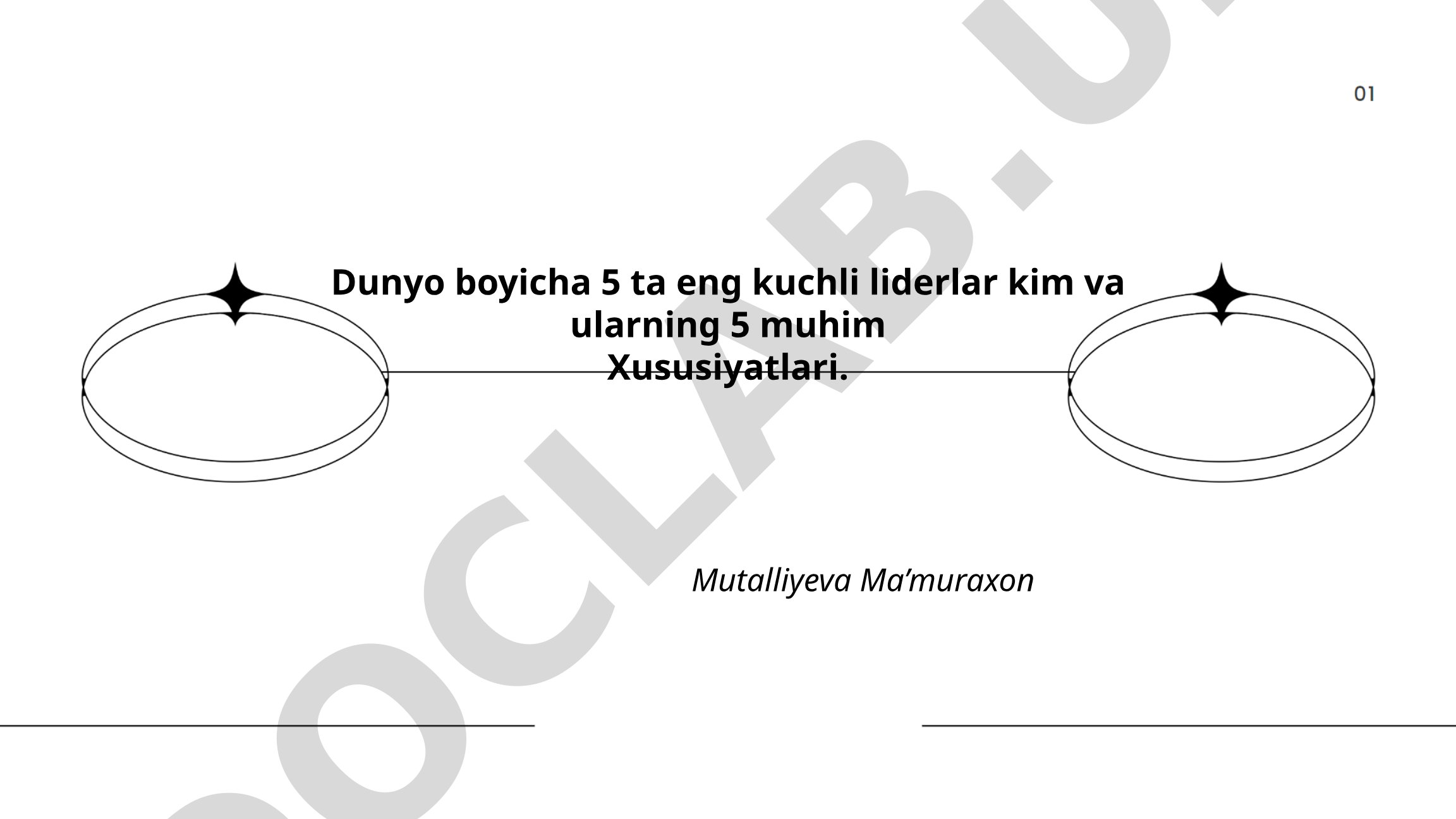 Dunyo bo'yicha 5 ta eng kuchli liderlar va ularning xususiyatlari