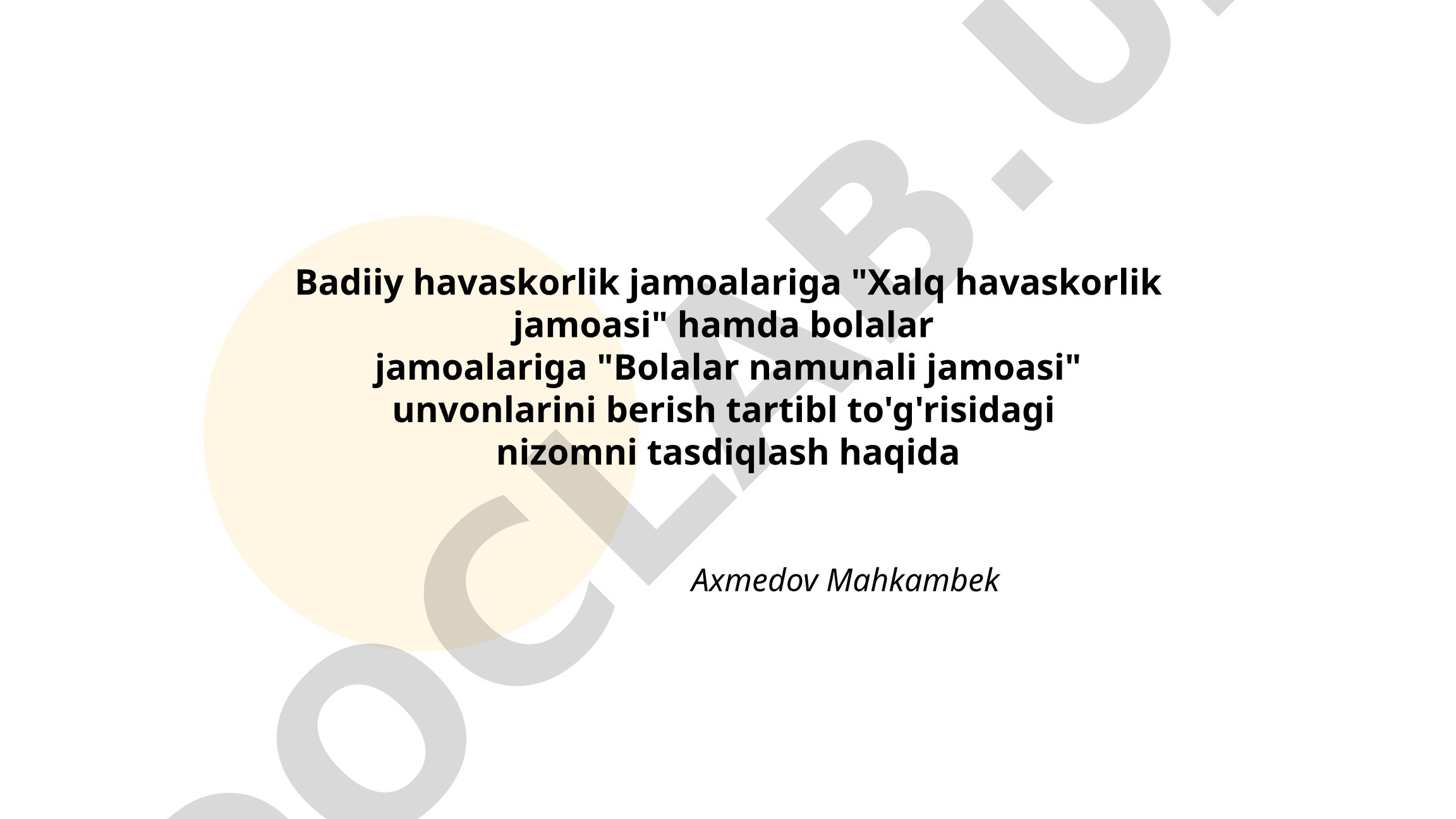 Badiiy havaskorlik jamoalariga unvonlar berish tartibi