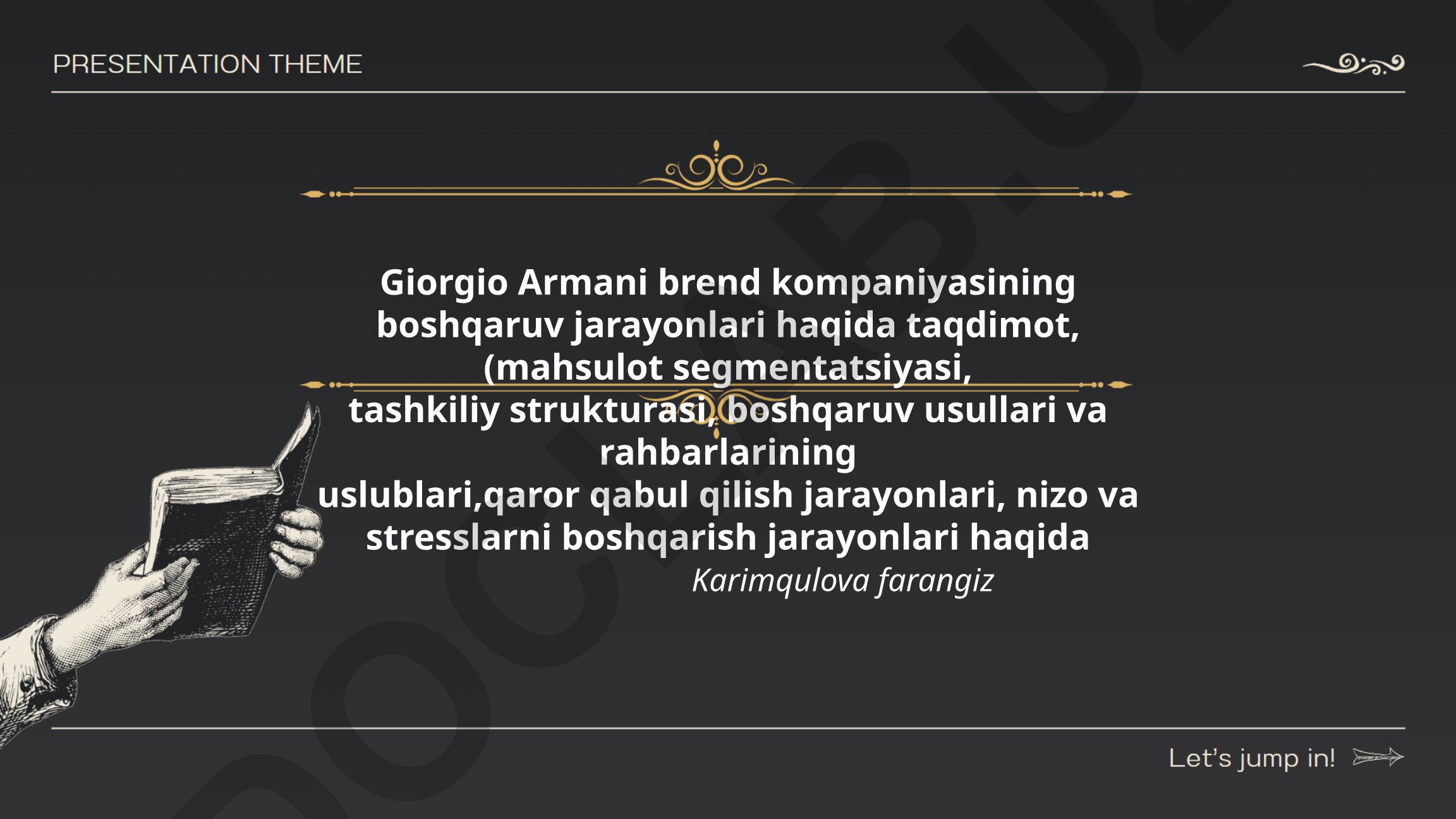 Giorgio Armani brend kompaniyasining boshqaruv jarayonlari