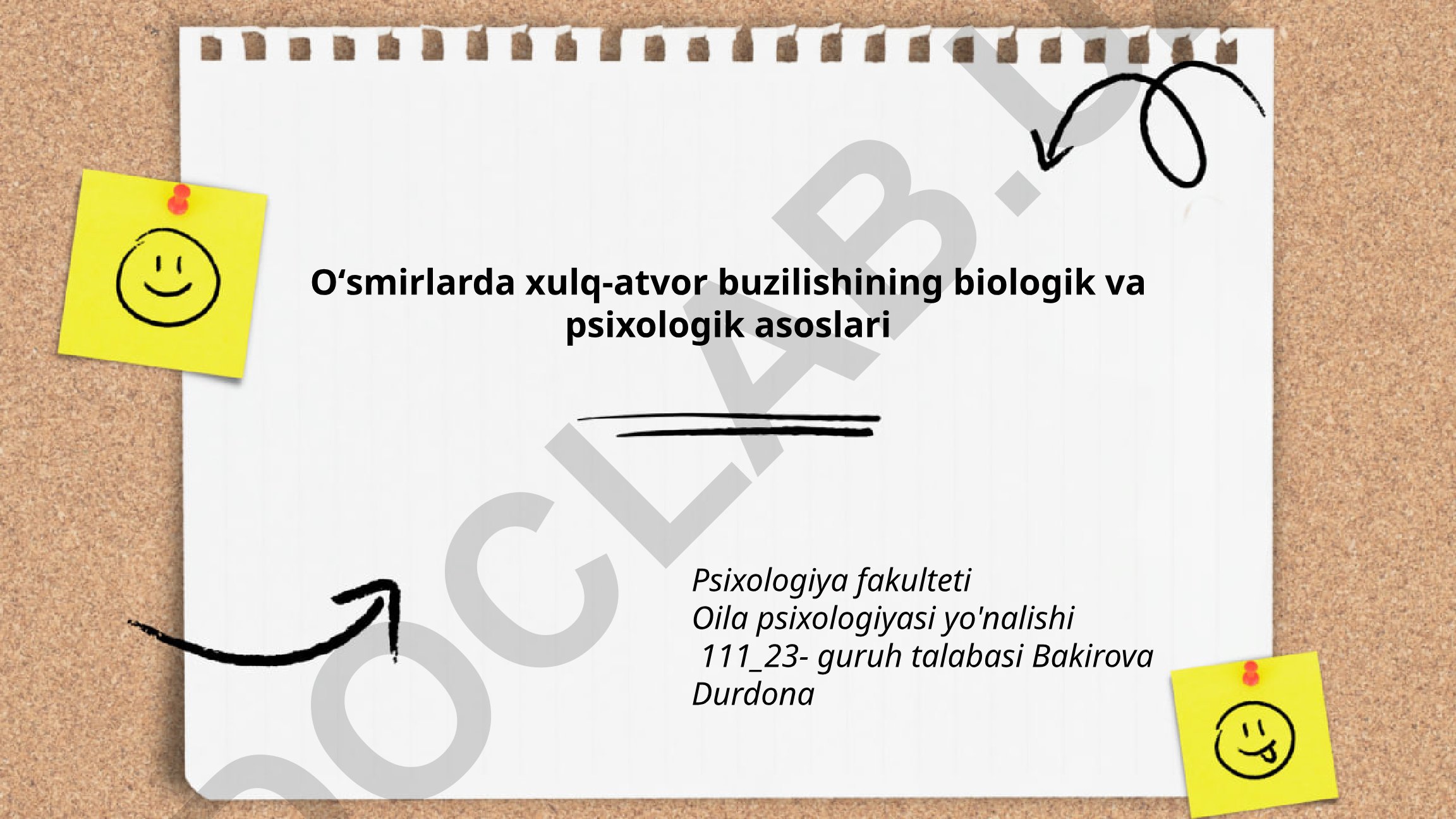Oʻsmirlarda xulq-atvor buzilishining biologik va psixologik asoslari