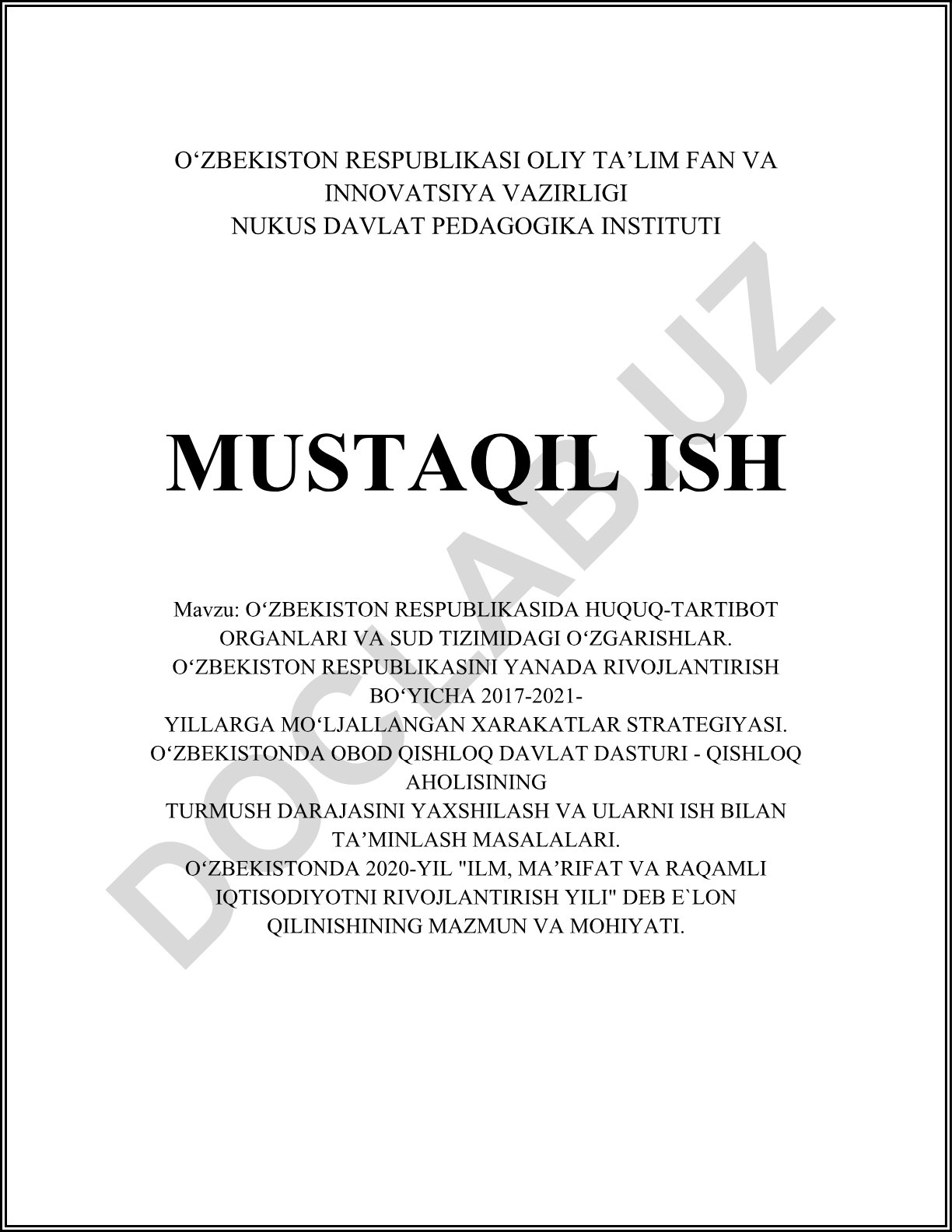 Oʻzbekiston Respublikasida huquq-tartibot organlari va sud tizimidagi oʻzgarishlar