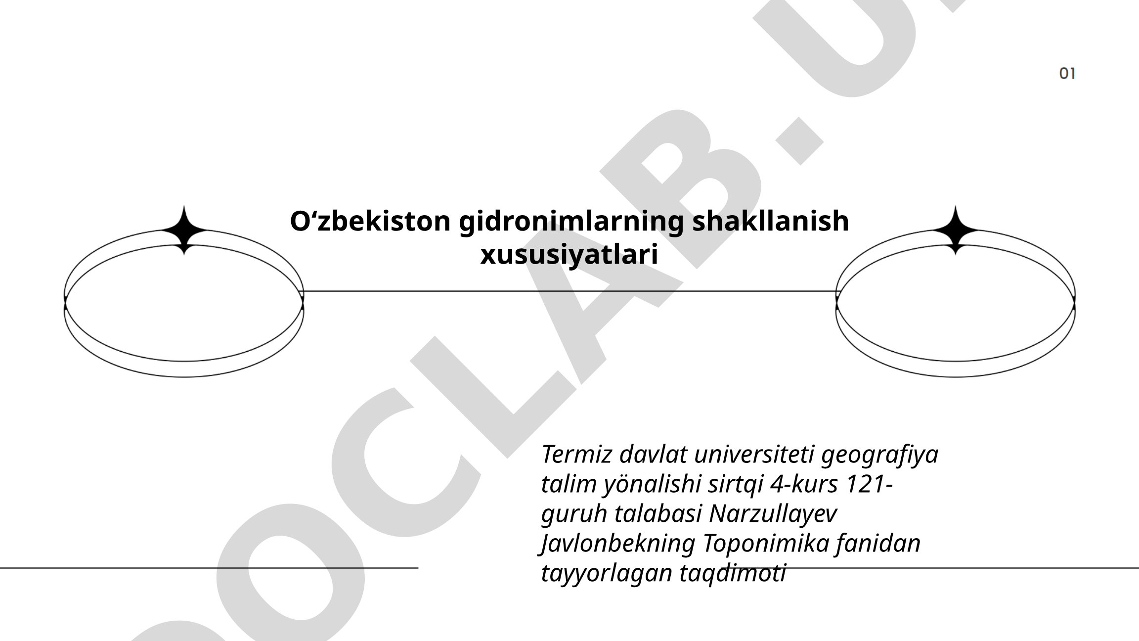 O'zbekiston gidronimlarning shakllanish xususiyatlari