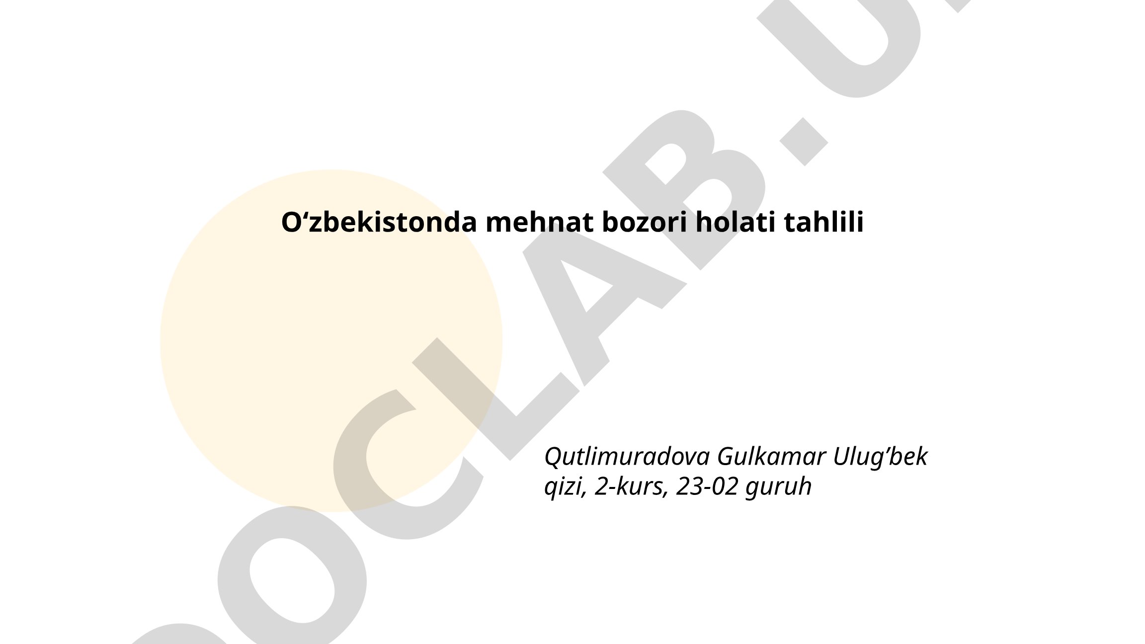 Oʻzbekistonda mehnat bozori holati tahlili