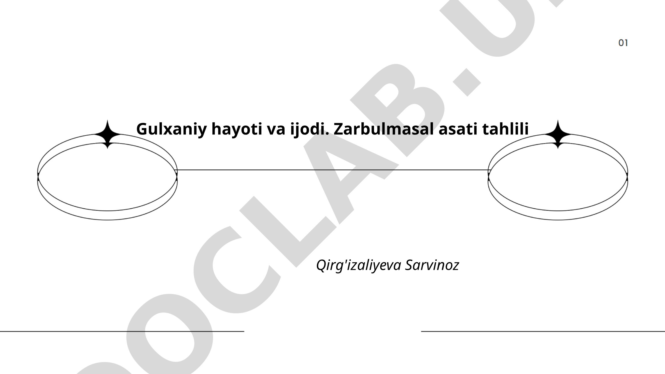 Gulxaniy hayoti va ijodi. Zarbulmasal asari tahlili