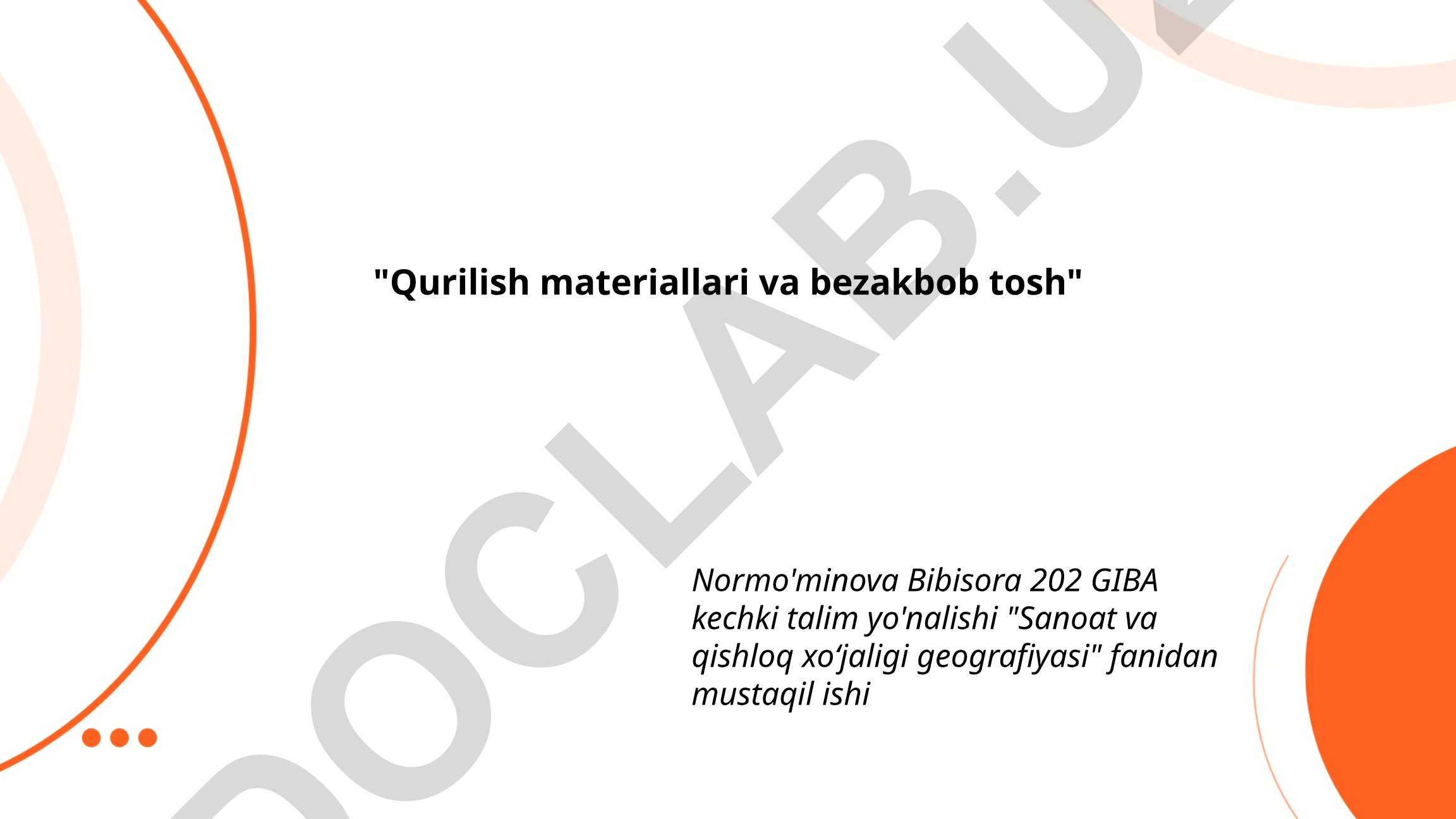 Qurilish materiallari va bezakbob tosh
