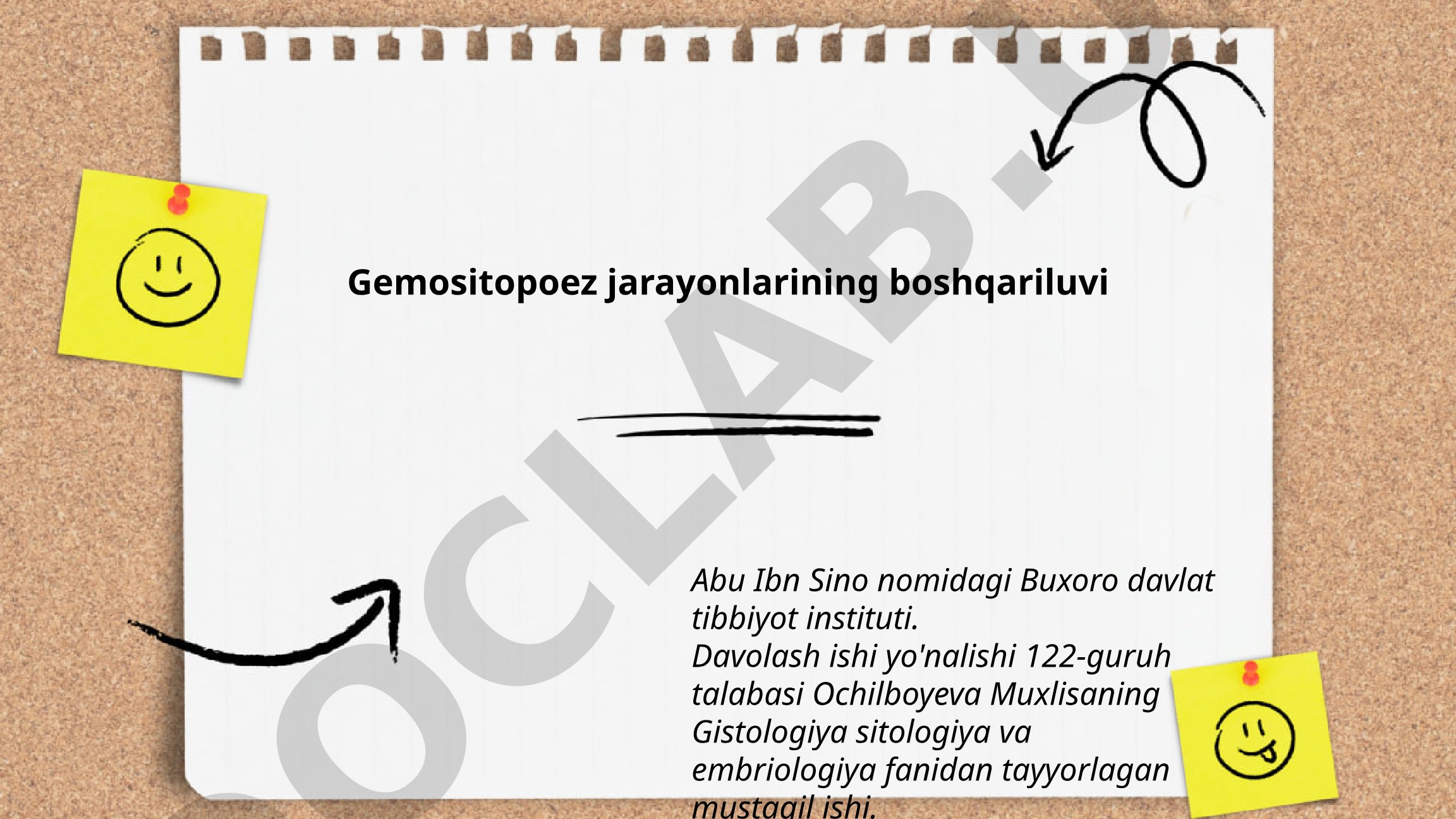 Gemositopoez jarayonlarining boshqariluvi