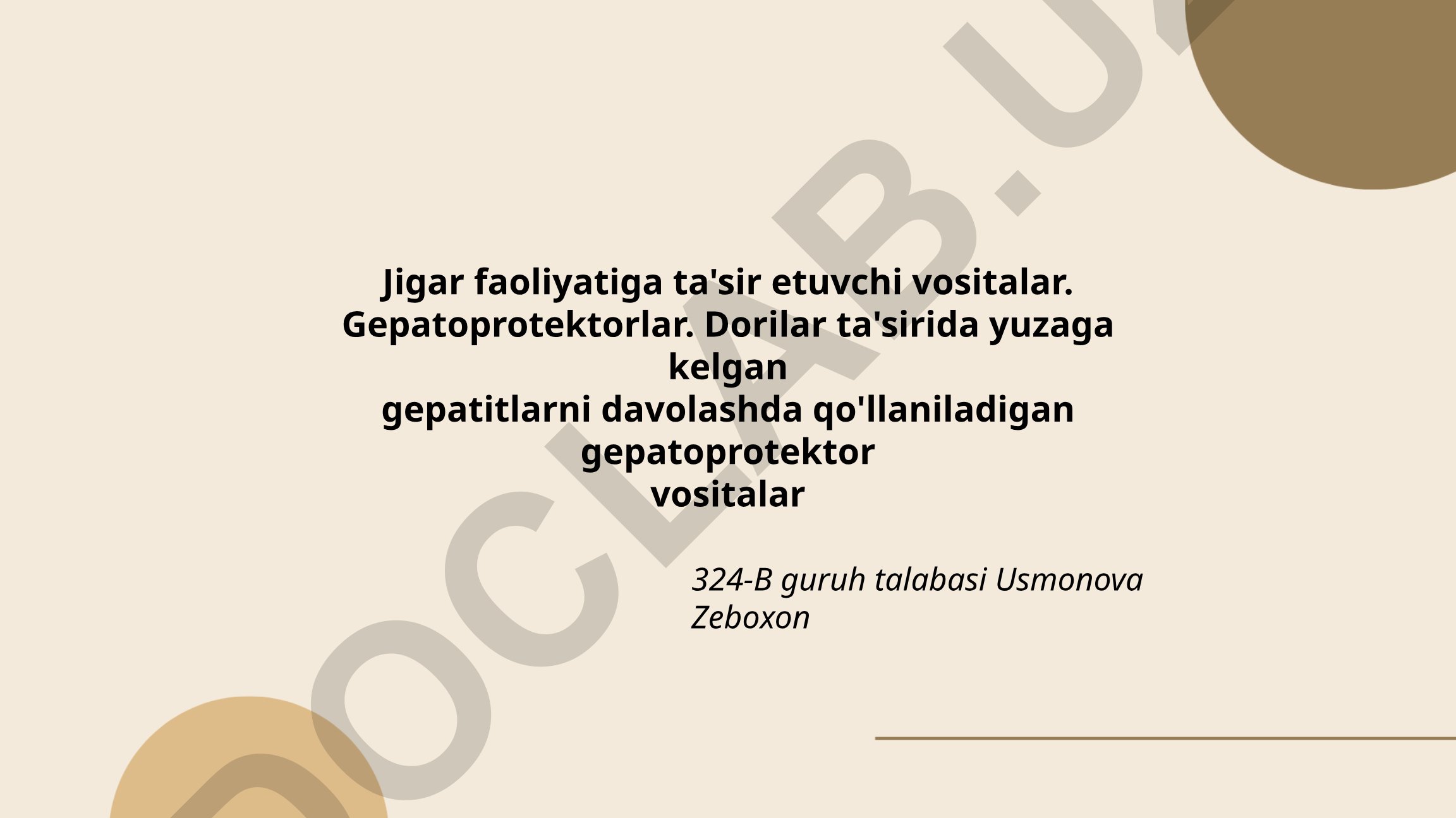Jigar faoliyatiga ta'sir etuvchi vositalar va gepatoprotektorlar