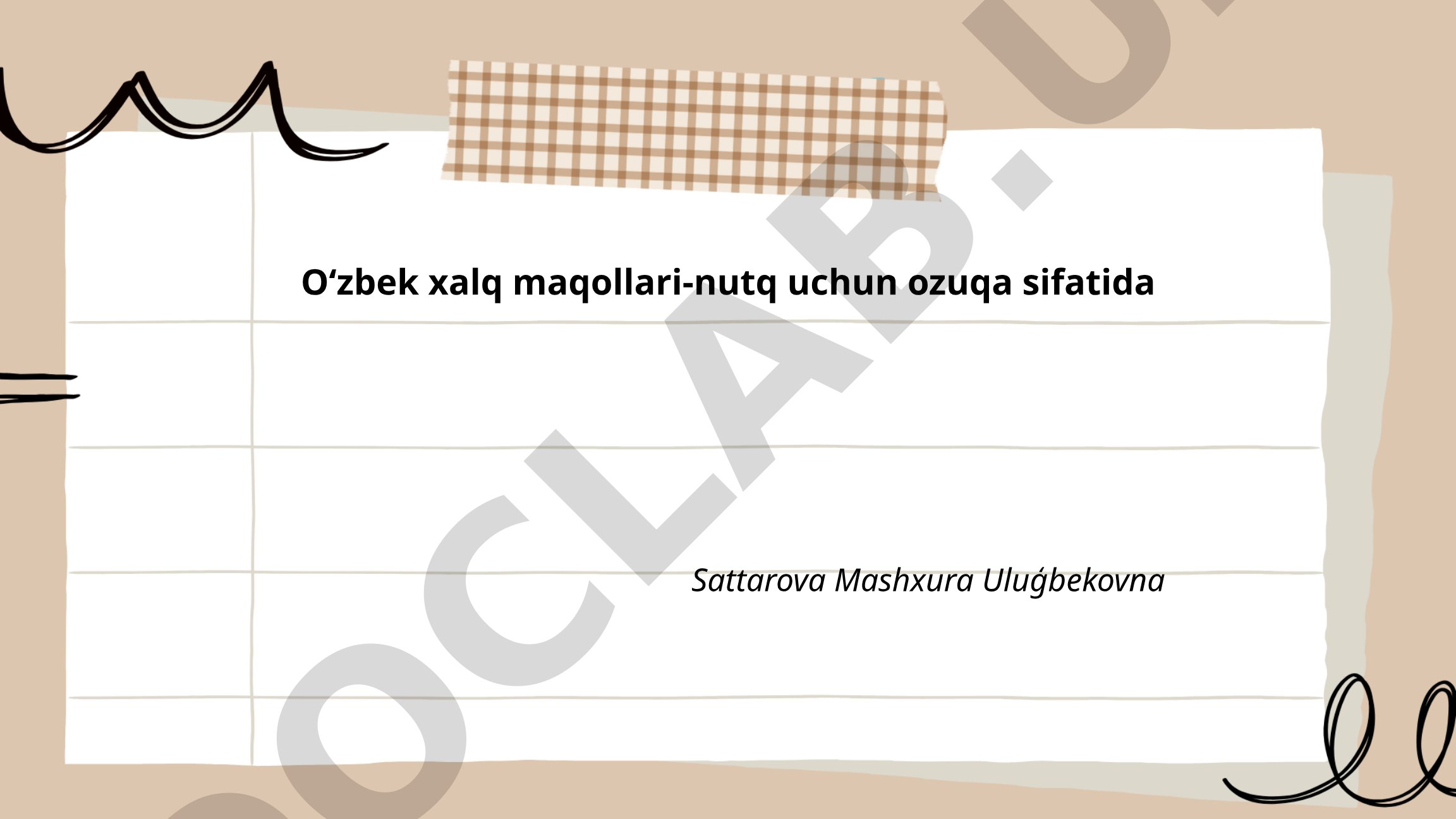 O'zbek xalq maqollari-nutq uchun ozuqa sifatida