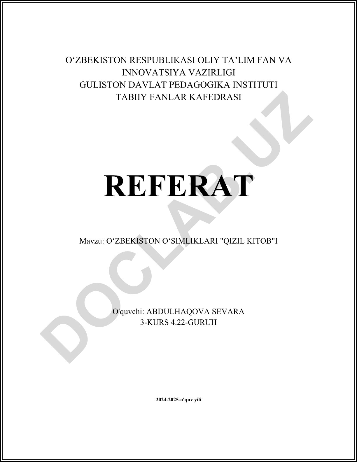 Oʻzbekiston oʻsimliklari "Qizil Kitob"i