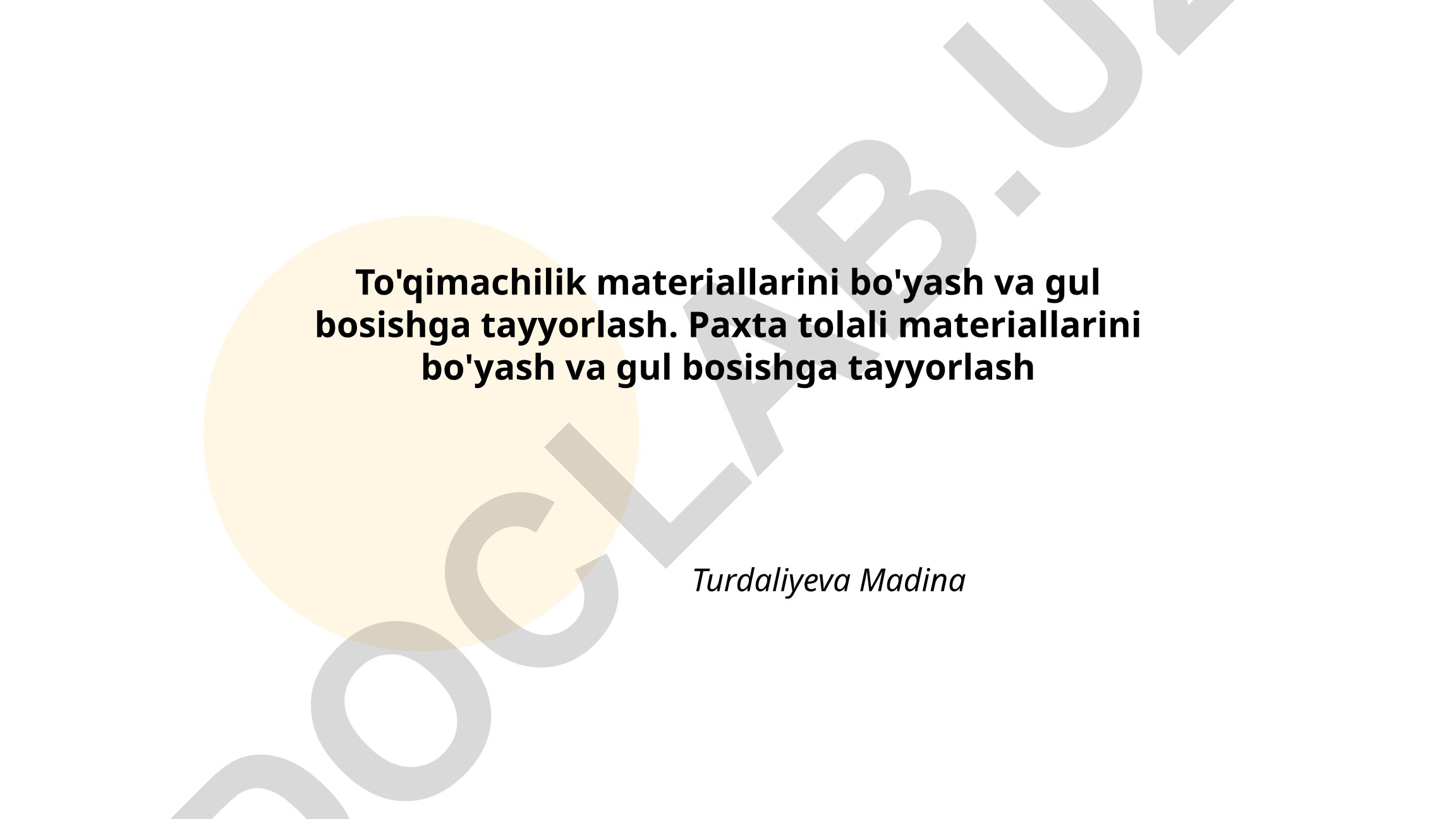 Paxta tolali matolarni bo'yash va gul bosishga tayyorlash