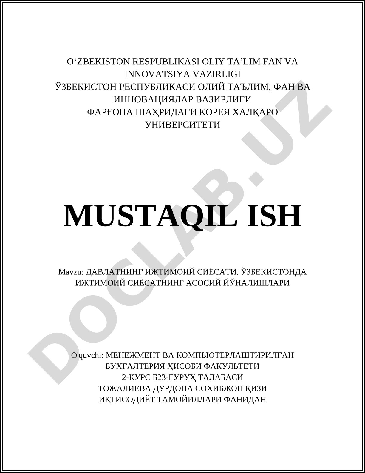 Davlatning ijtimoiy siyosati. O'zbekistonda ijtimoiy siyosatning asosiy yo'nalishlari