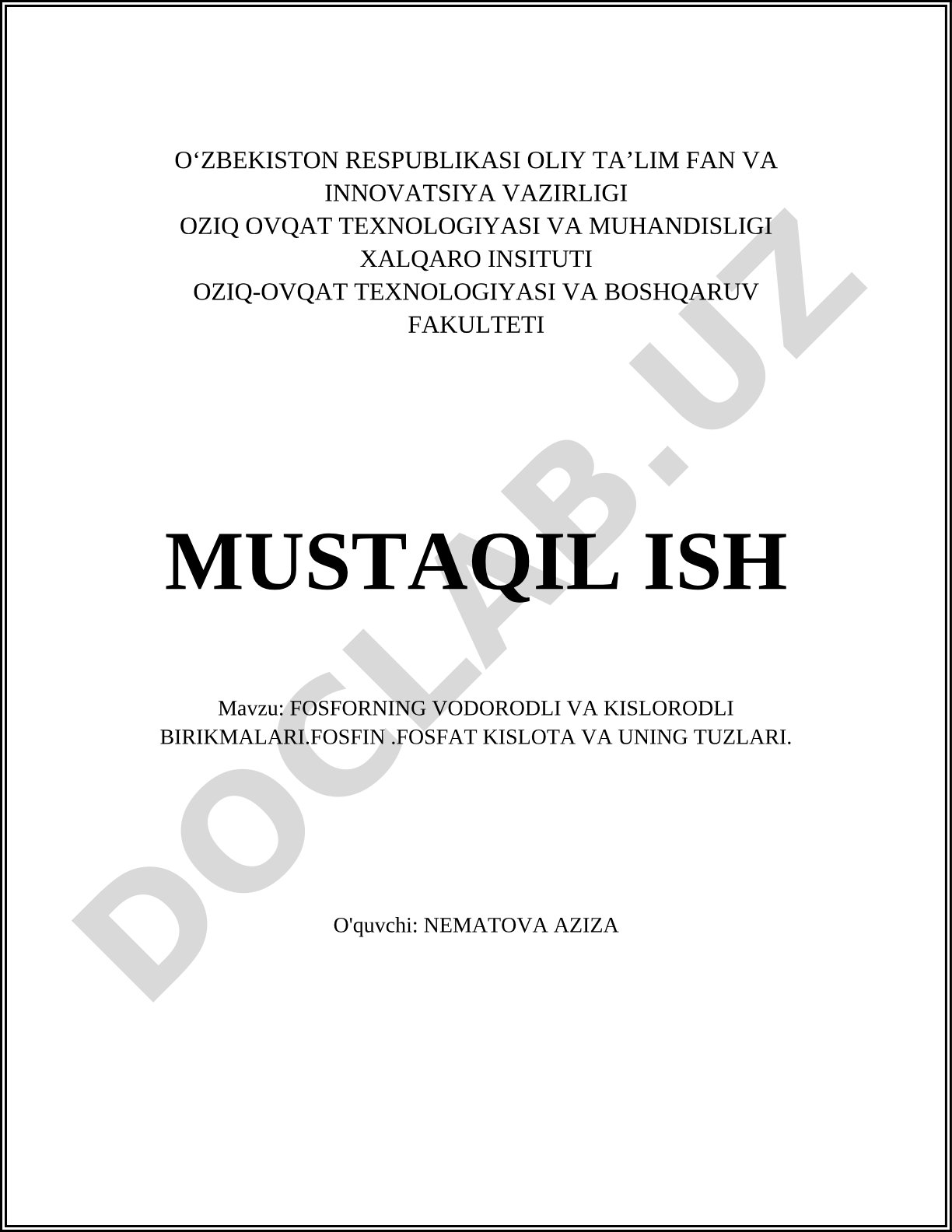 Fosforning vodorodli va kislorodli birikmalari. Fosfin. Fosfat kislota va uning tuzlari