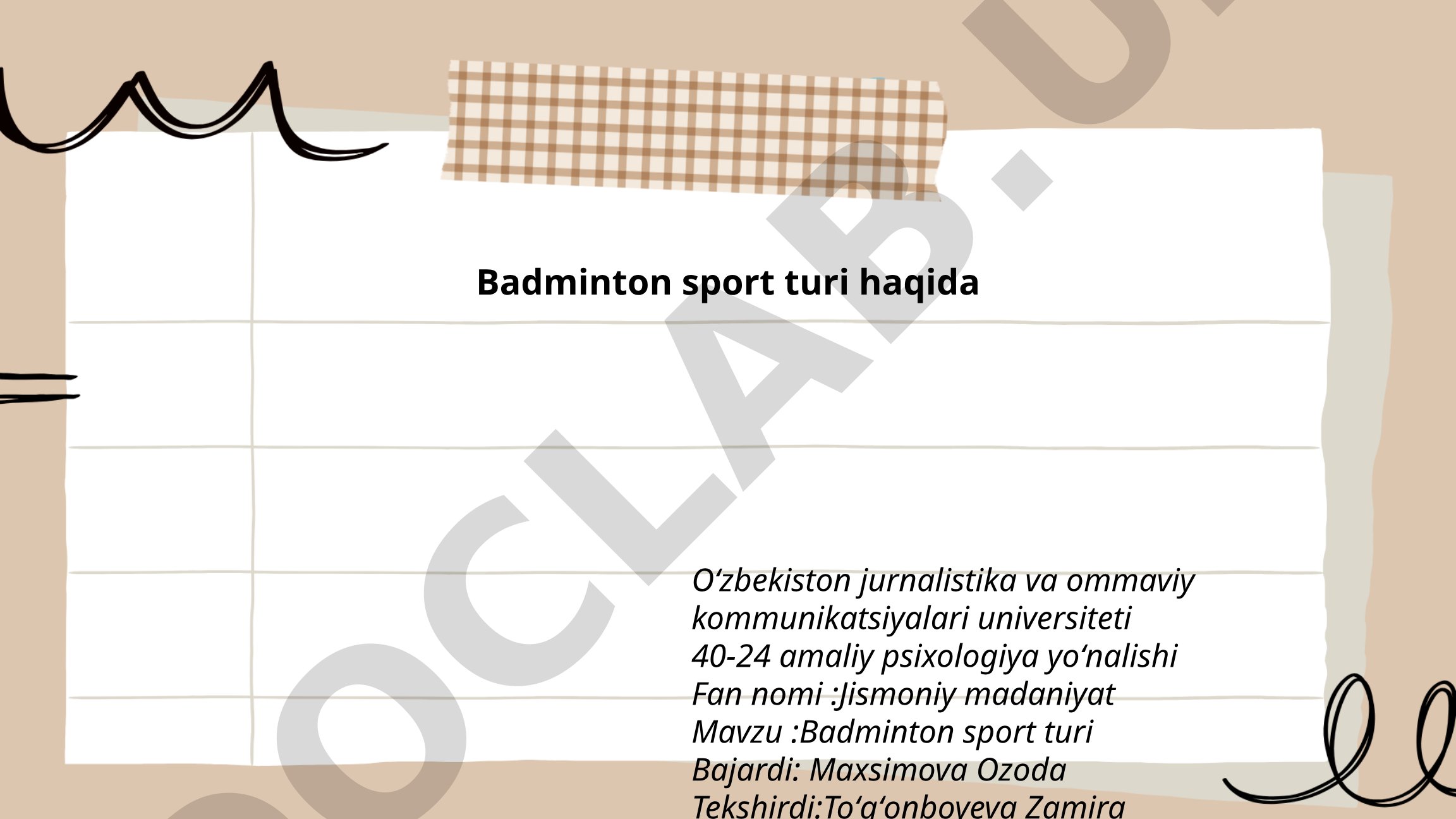 Badminton sport turi