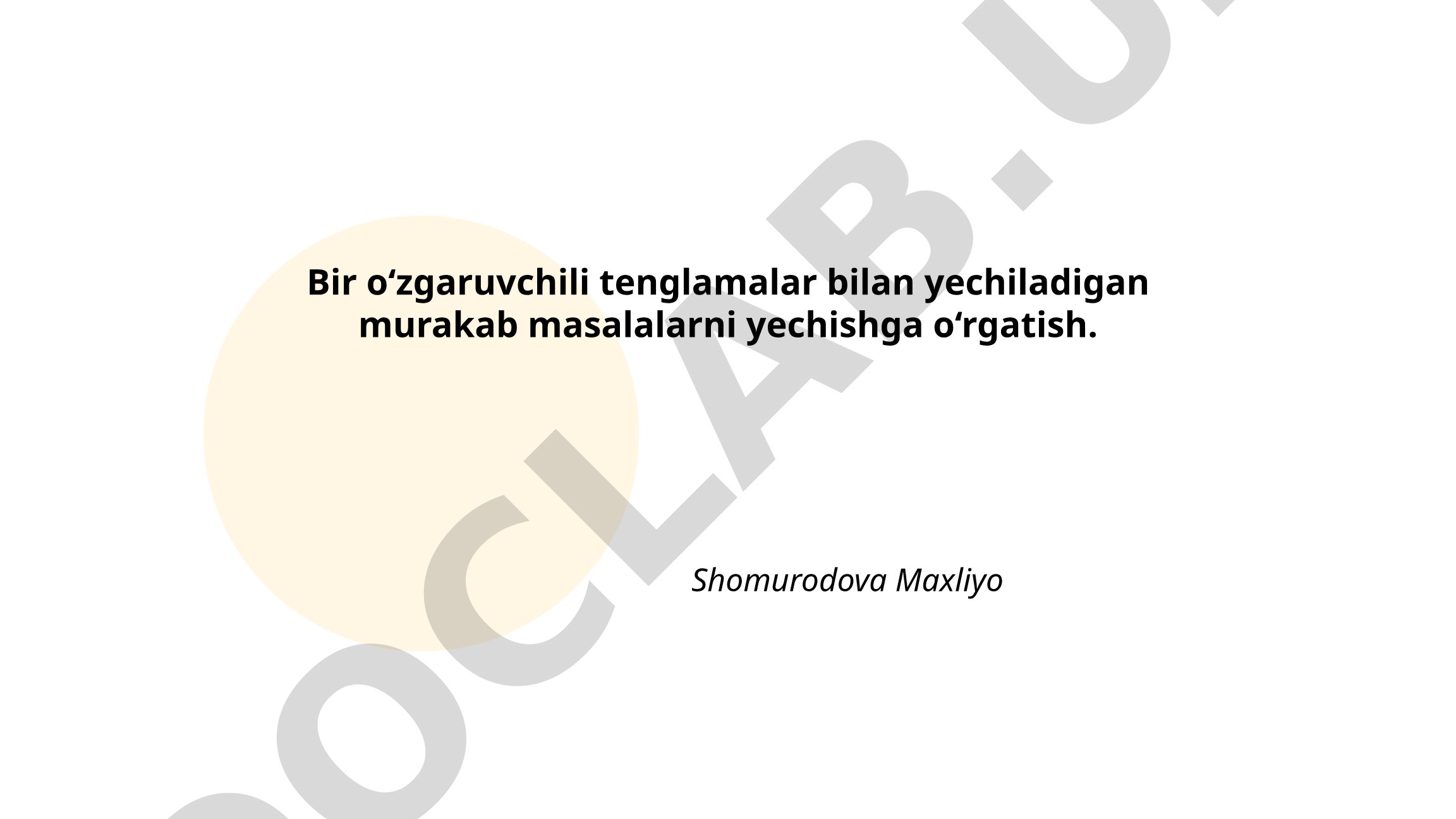 Bir o'zgaruvchili tenglamalar bilan yechiladigan murakab masalalarni yechishga o'rgatish