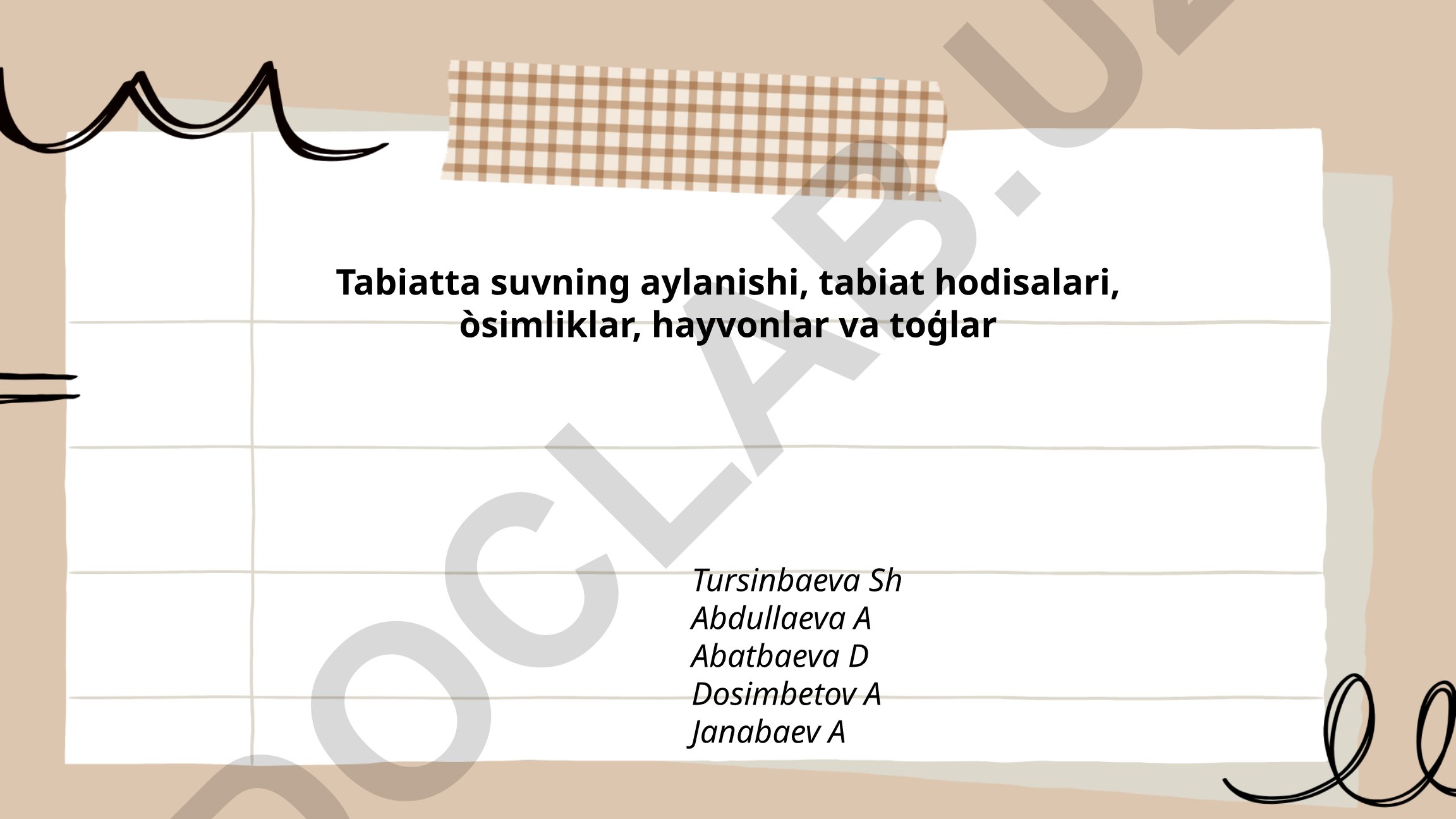 Suvning aylanish jarayoni va tabiat hodisalari