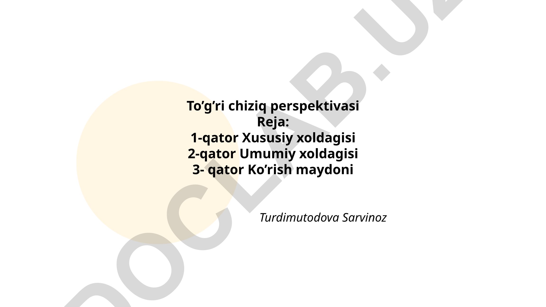 To'g'ri chiziq perspektivasi va transport statistikasi