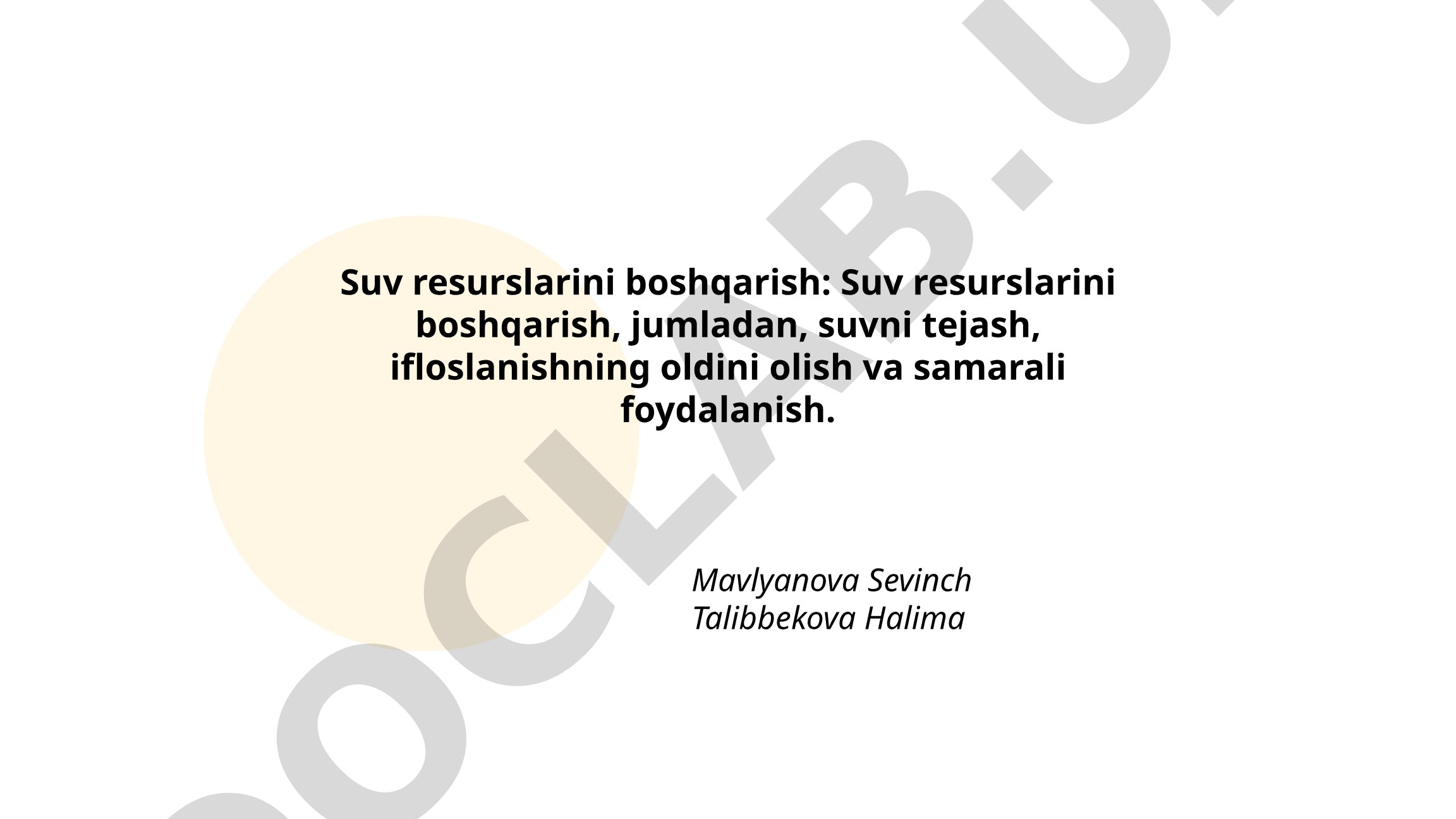 Suv resurslarini boshqarish