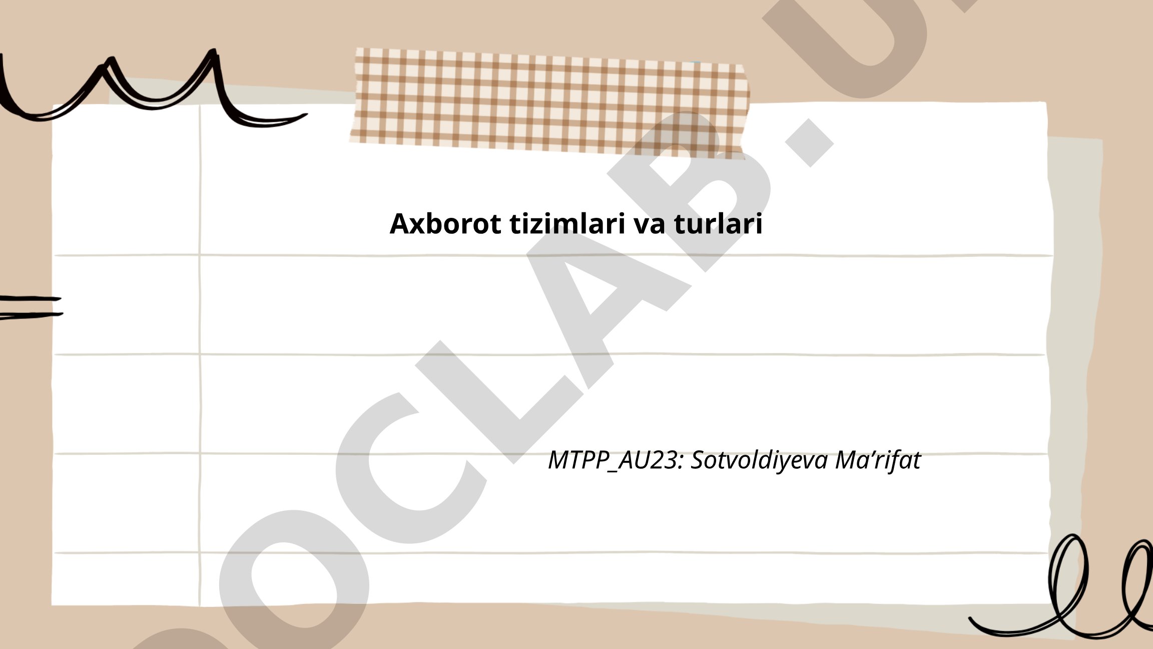 Axborot tizimlari va turlari