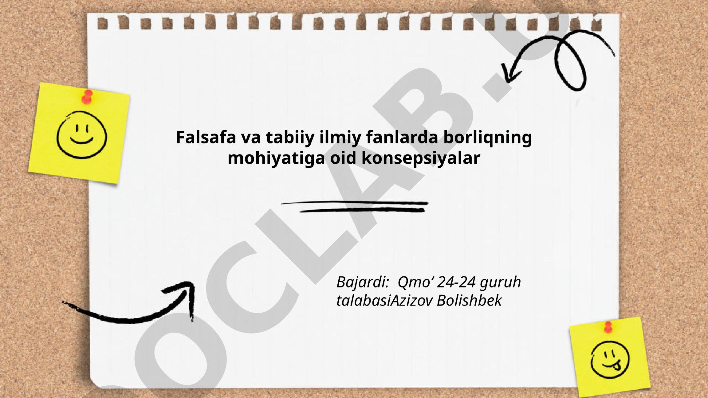 Falsafa va tabiiy ilmiy fanlarda borliqning mohiyatiga oid konsepsiyalar