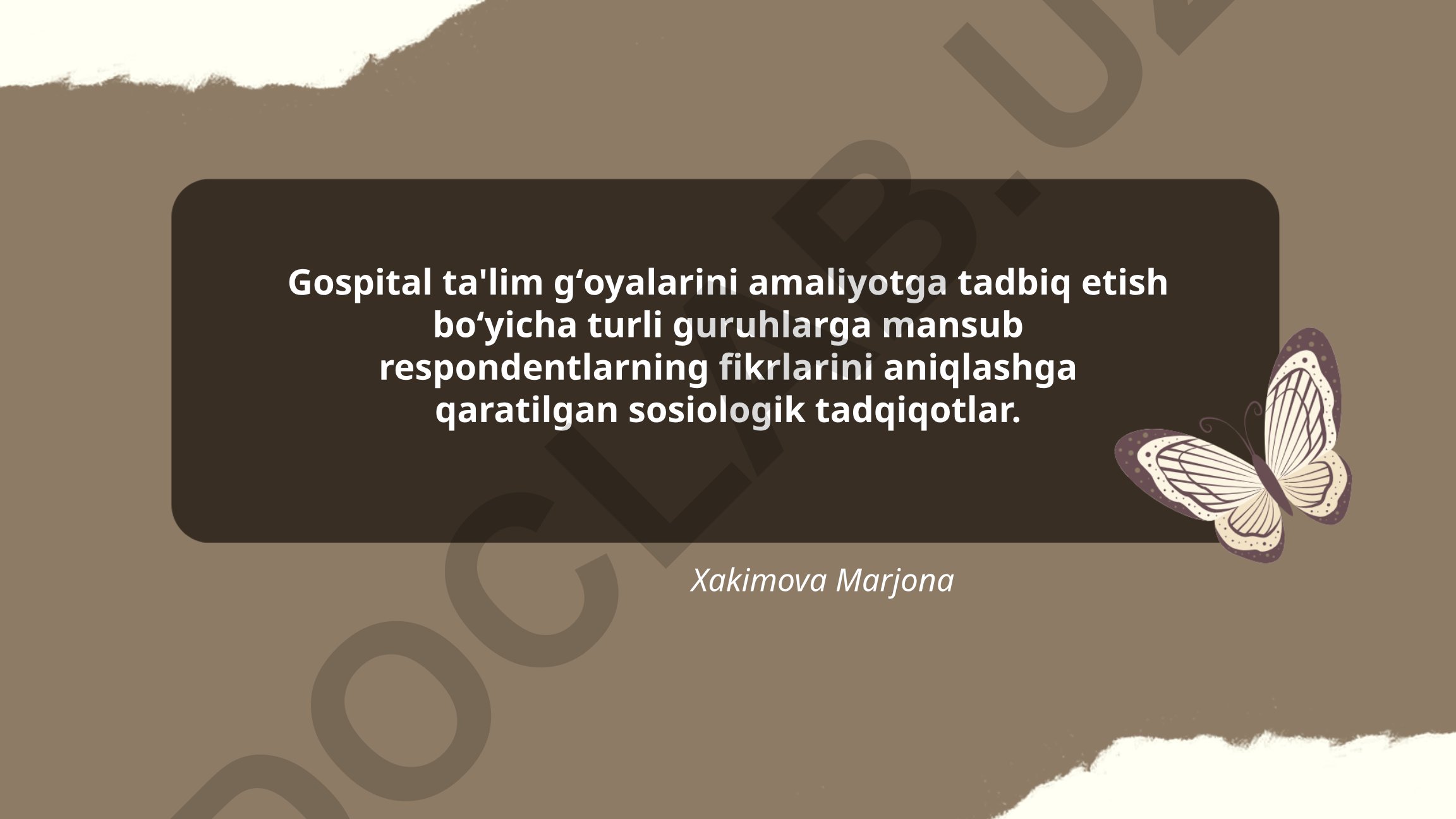 Gospital ta'lim gʻoyalarini amaliyotga tadbiq etish boʻyicha sosiologik tadqiqot